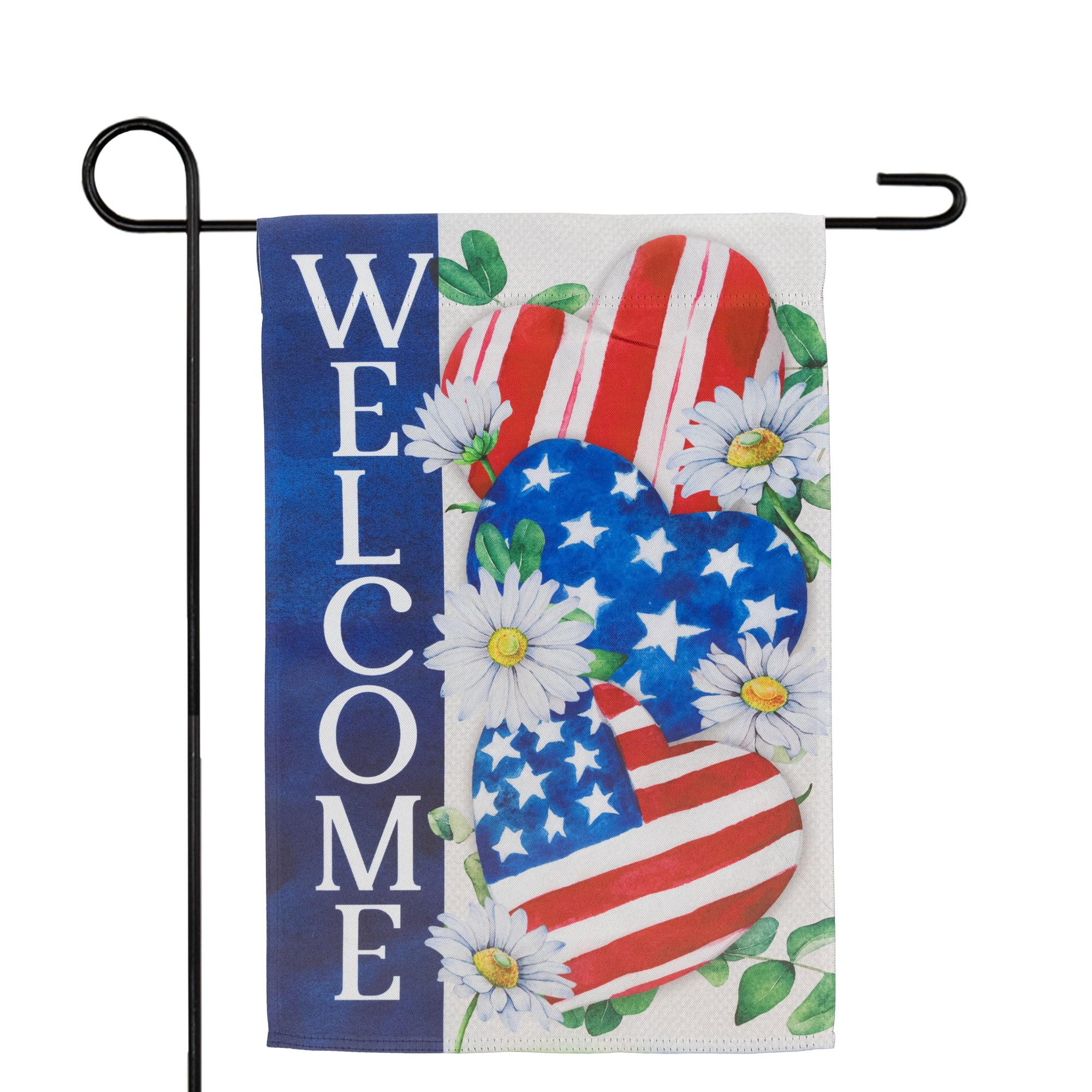 18&#x22; Stars &#x26; Stripes Hearts Patriotic Americana Garden Flag