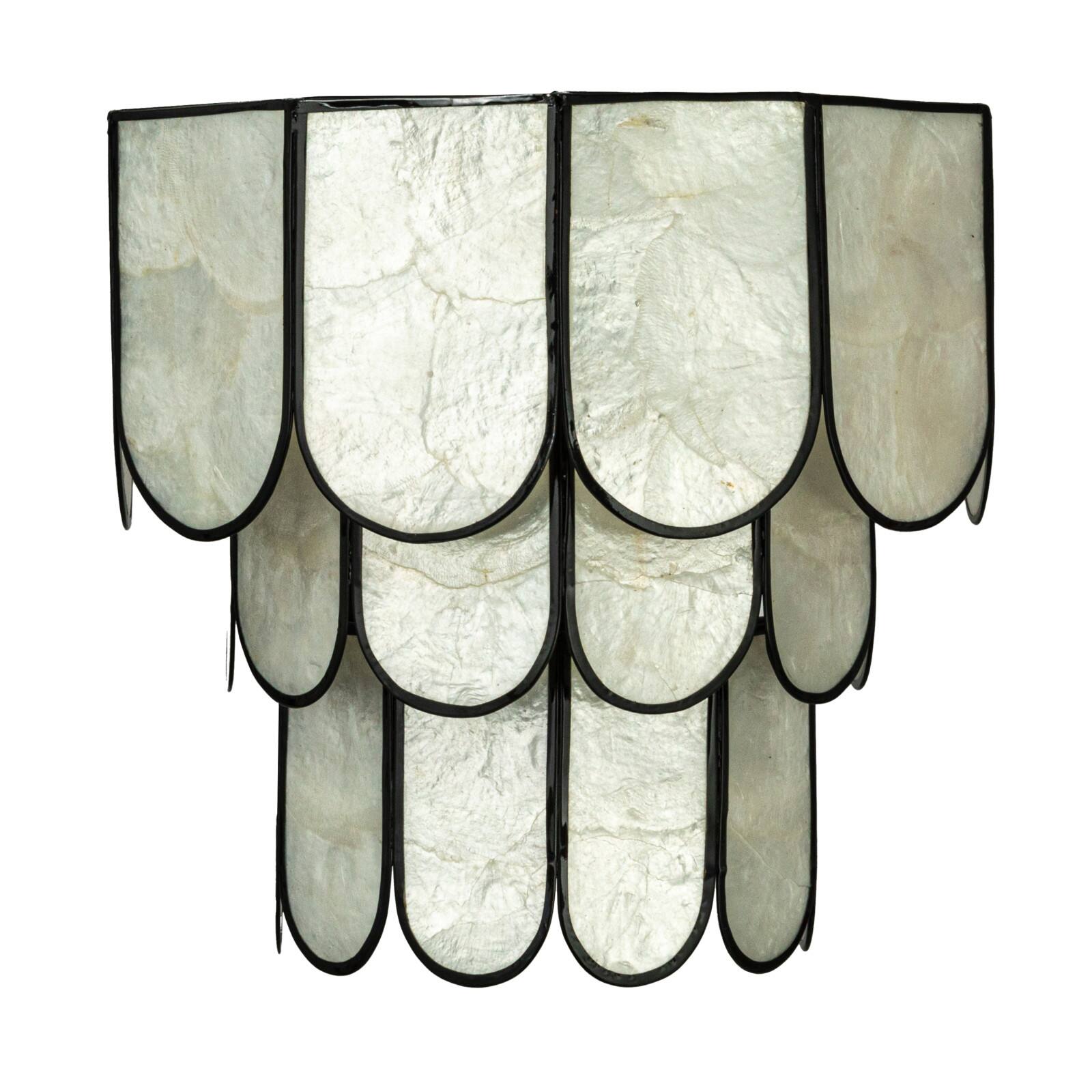 Hello Honey® Black Finish Laminated Capiz Tiered Wall Sconce