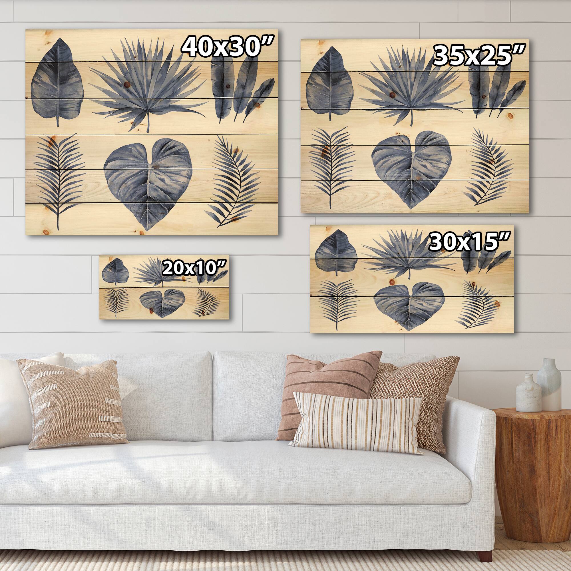 Designart - Tropical Blue Watercolour Leaves IV