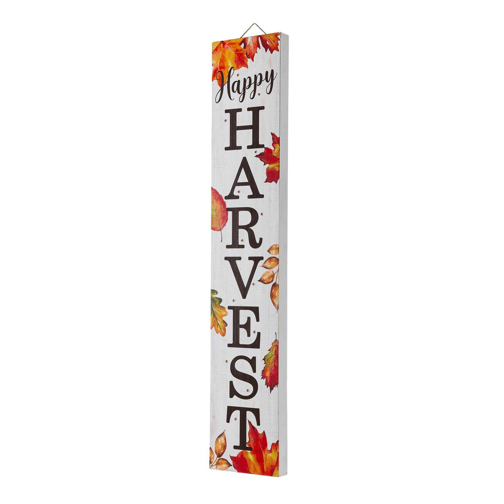 Glitzhome&#xAE; 42&#x22; Fall Lighted Maple Leaves Wooden Porch Sign with Timer