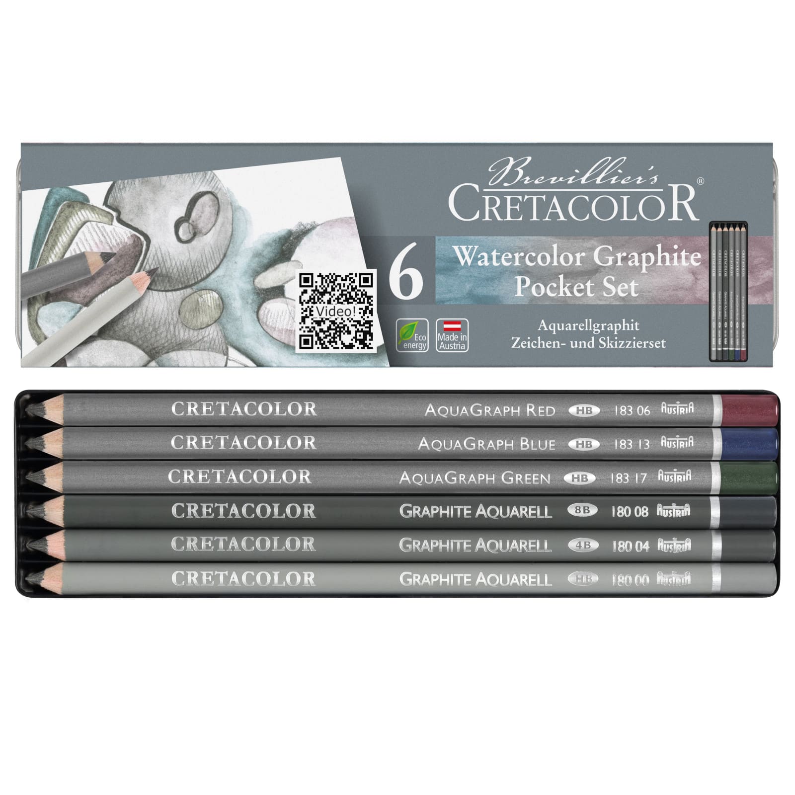 6 Pack: Cretacolor&#xAE; Graphite Water-Soluble Pencil Pocket Set