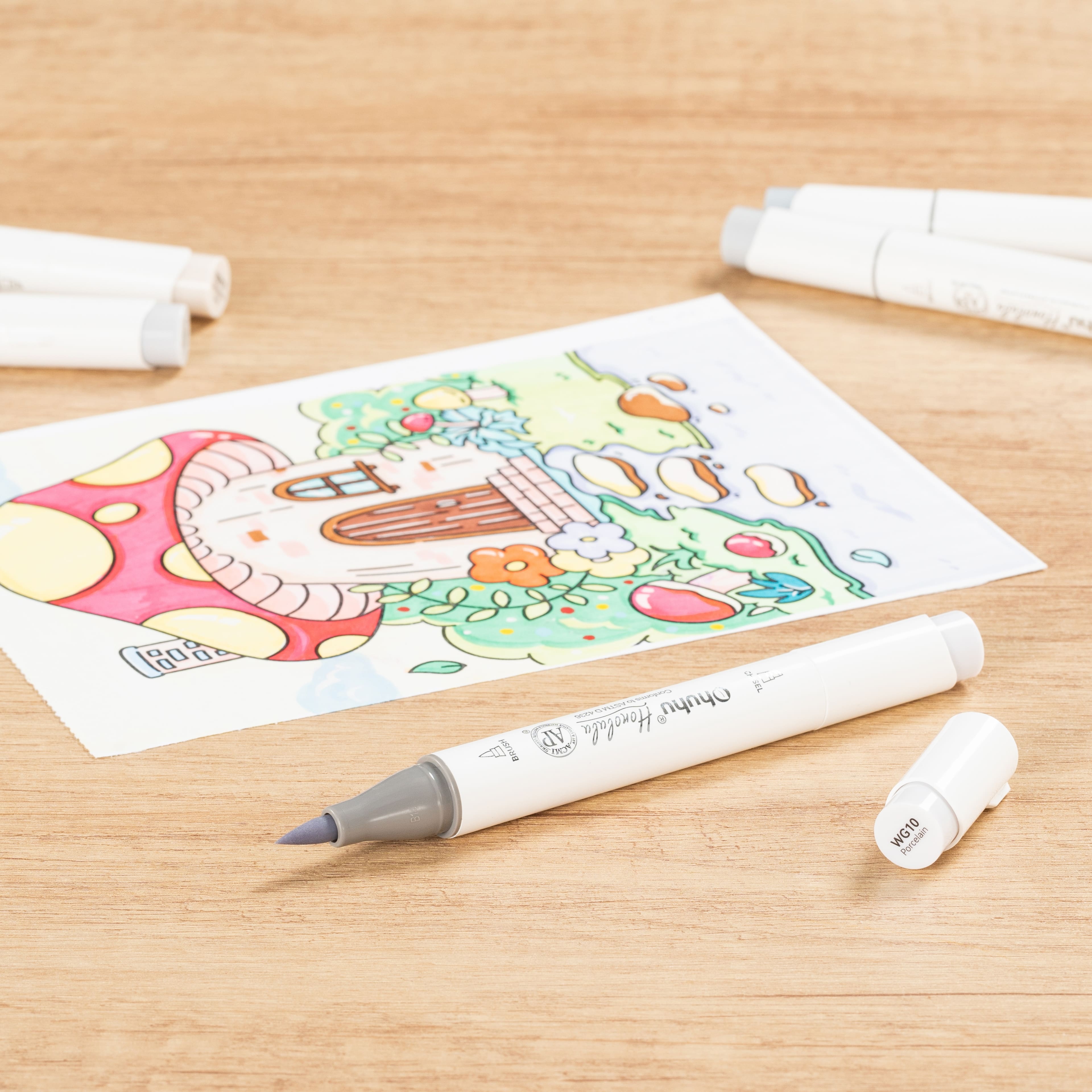 Ohuhu&#xAE; Honolulu Brush &#x26; Chisel Dual Tip Marker