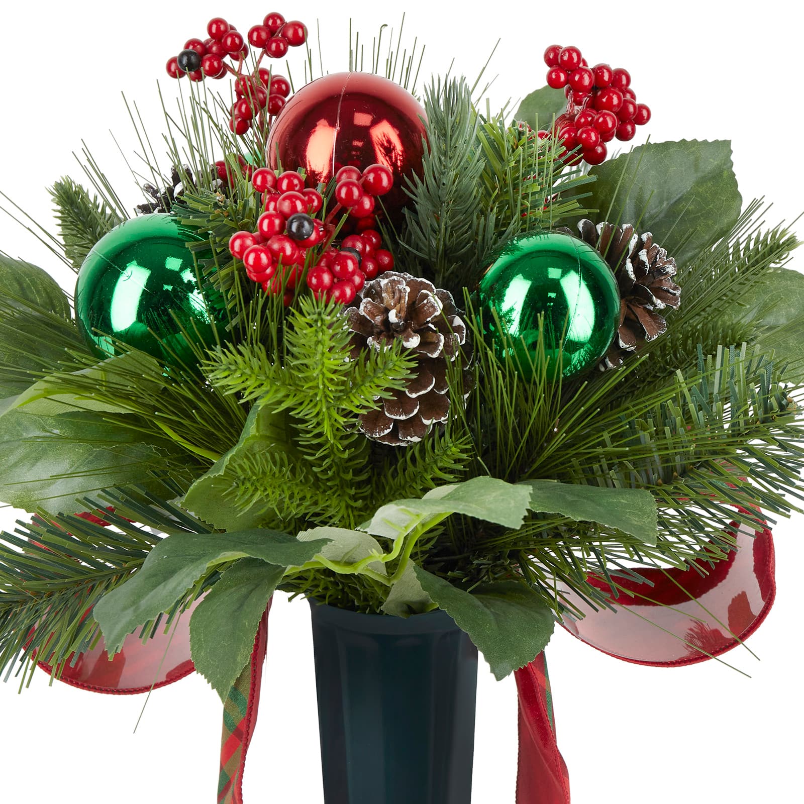 17&#x22; Red &#x26; Green Ornament Cone with Pinecone by Ashland&#xAE;