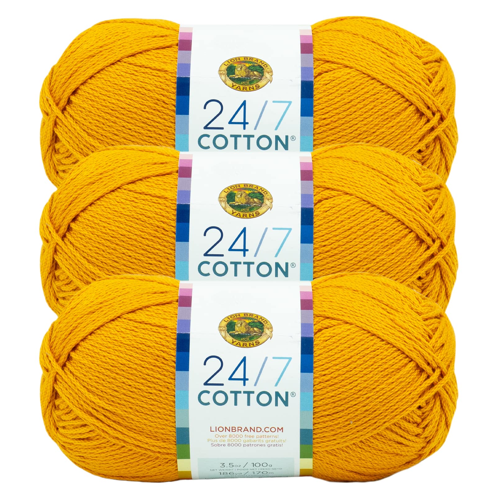  Lion Brand 24/7 Cotton Yarn, Yarn for Knitting