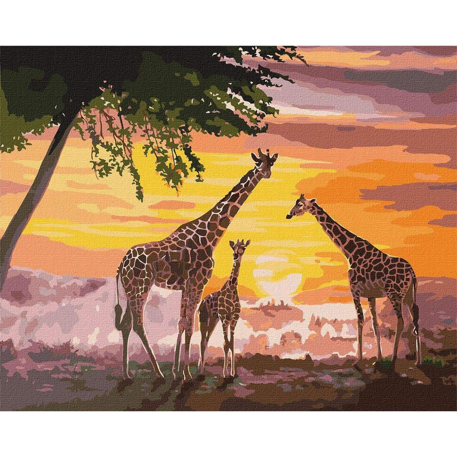 A Family of Giraffes Painting by Numbers Kit