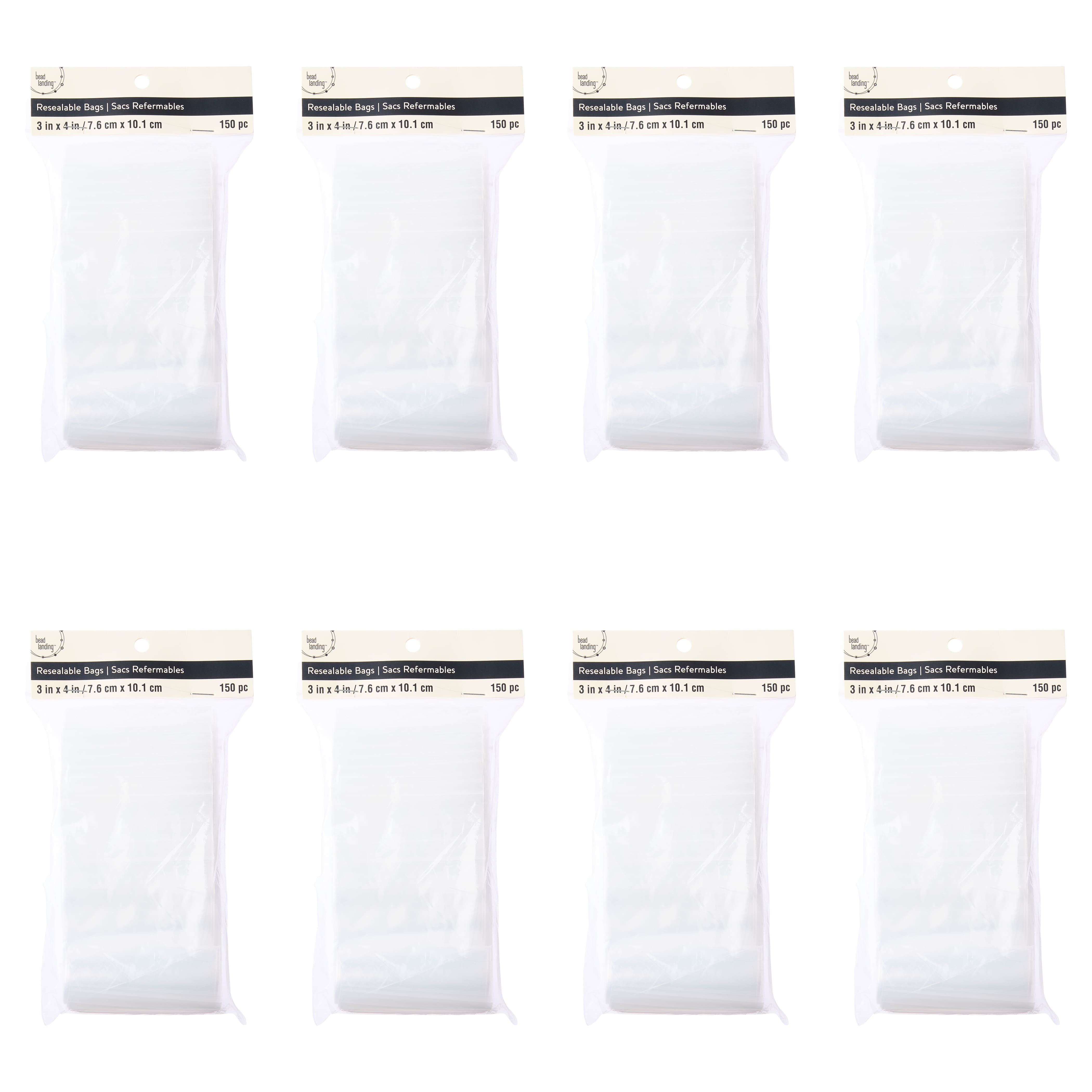 8 Packs: 150 ct. (1,200 total) 3&#x22; x 4&#x22; Resealable Zip Bags by Bead Landing&#x2122;