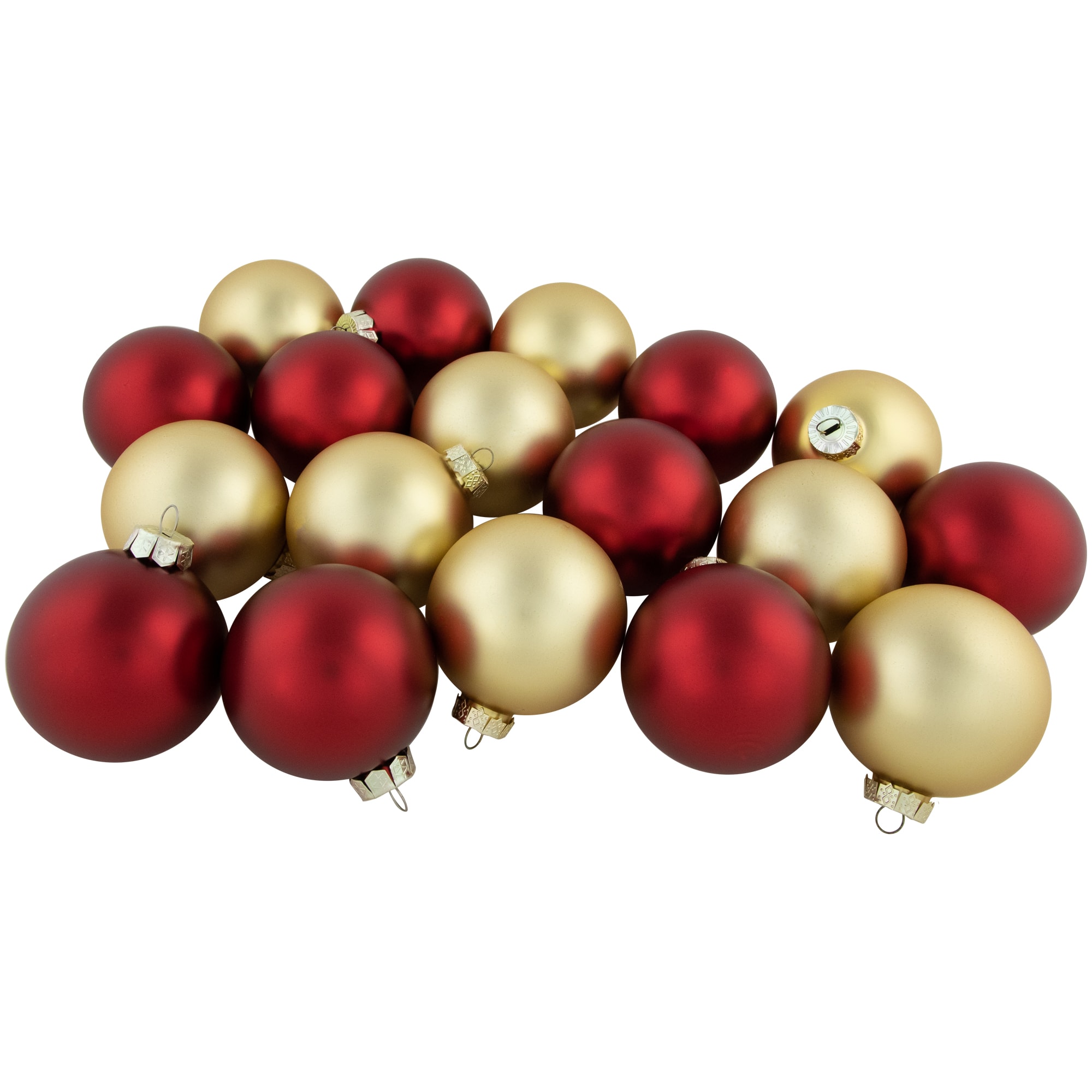 72ct. 4&#x22; Red &#x26; Gold Matte Glass Ball Ornaments