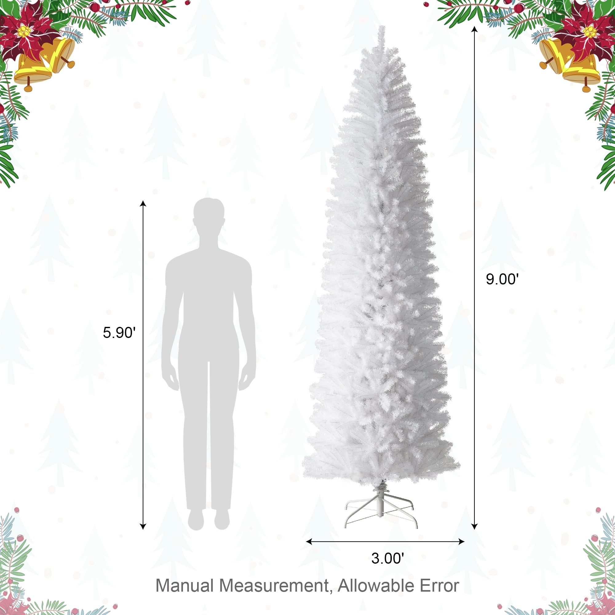9ft. Unlit Pencil Tinsel Artificial Christmas Tree