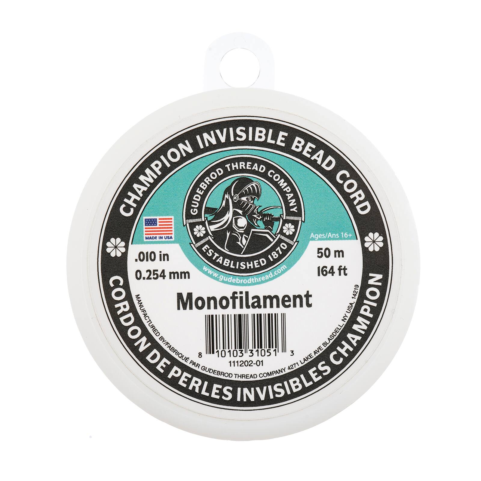 Gudebrod 1/100&#x22; x 164ft. Monofilament Champion Invisible Bead Cord