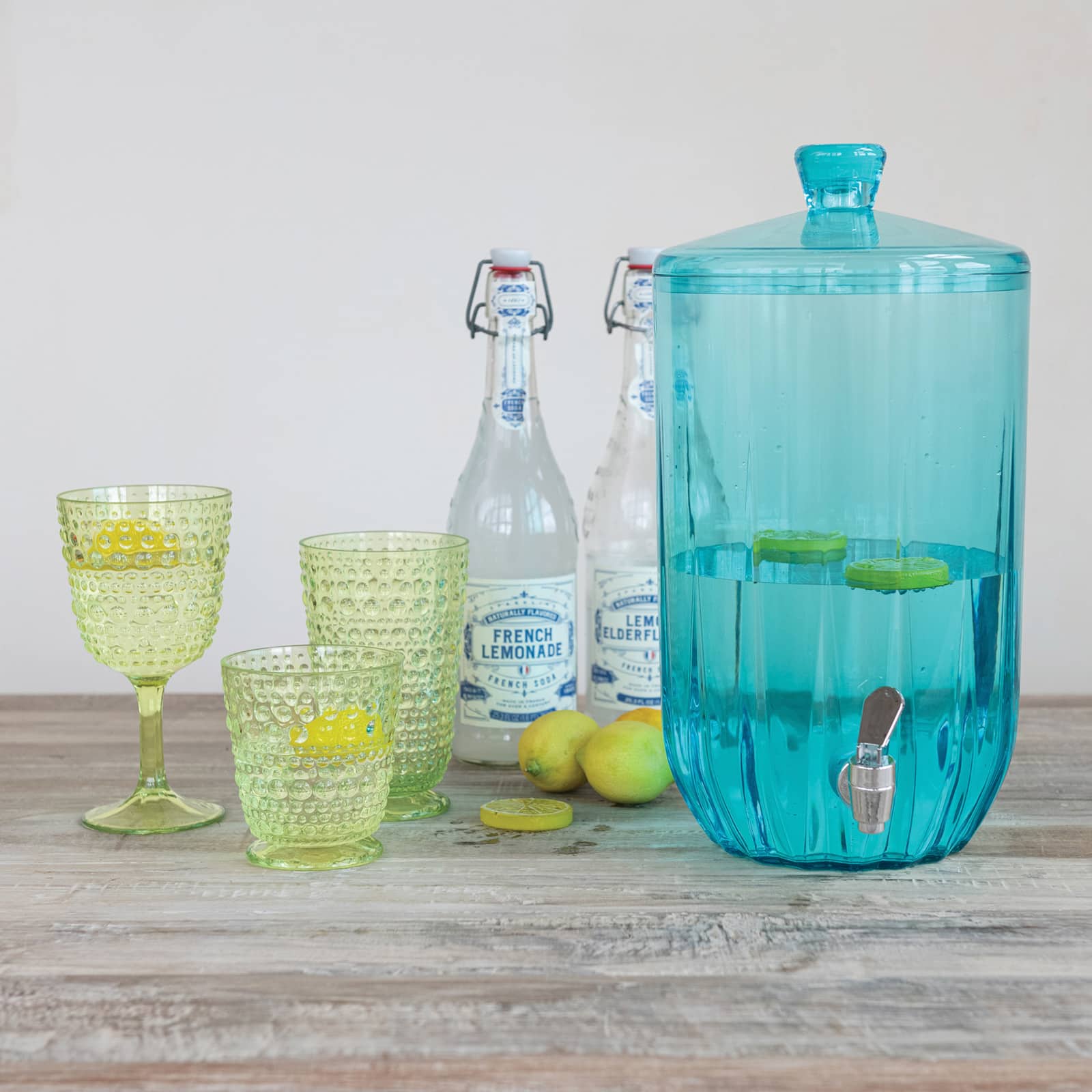 Hello Honey 7-Quart Acrylic Beverage Dispenser with Spout, Aqua Color