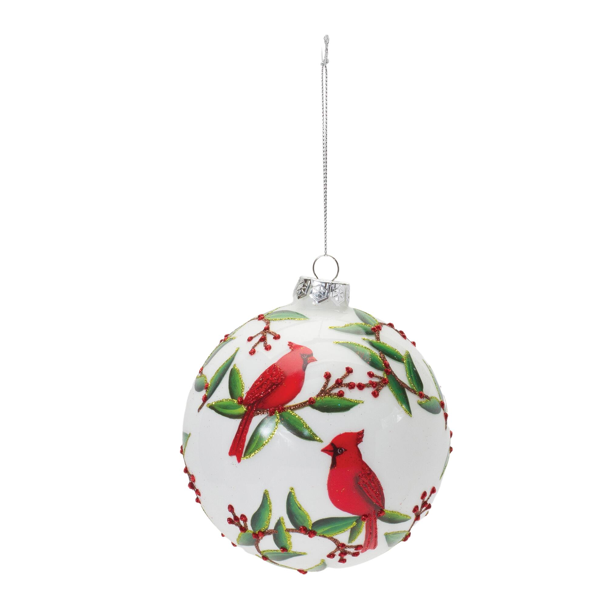 6ct. Cardinal Bird Glass Ball Ornaments