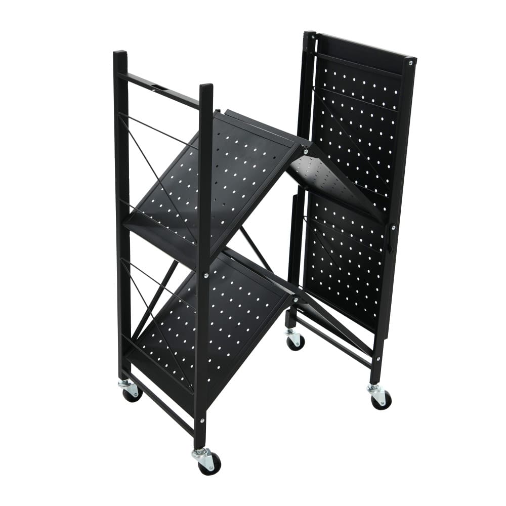Household Essentials 34&#x22; Black Metal 3-Tier Foldable Utility Rack