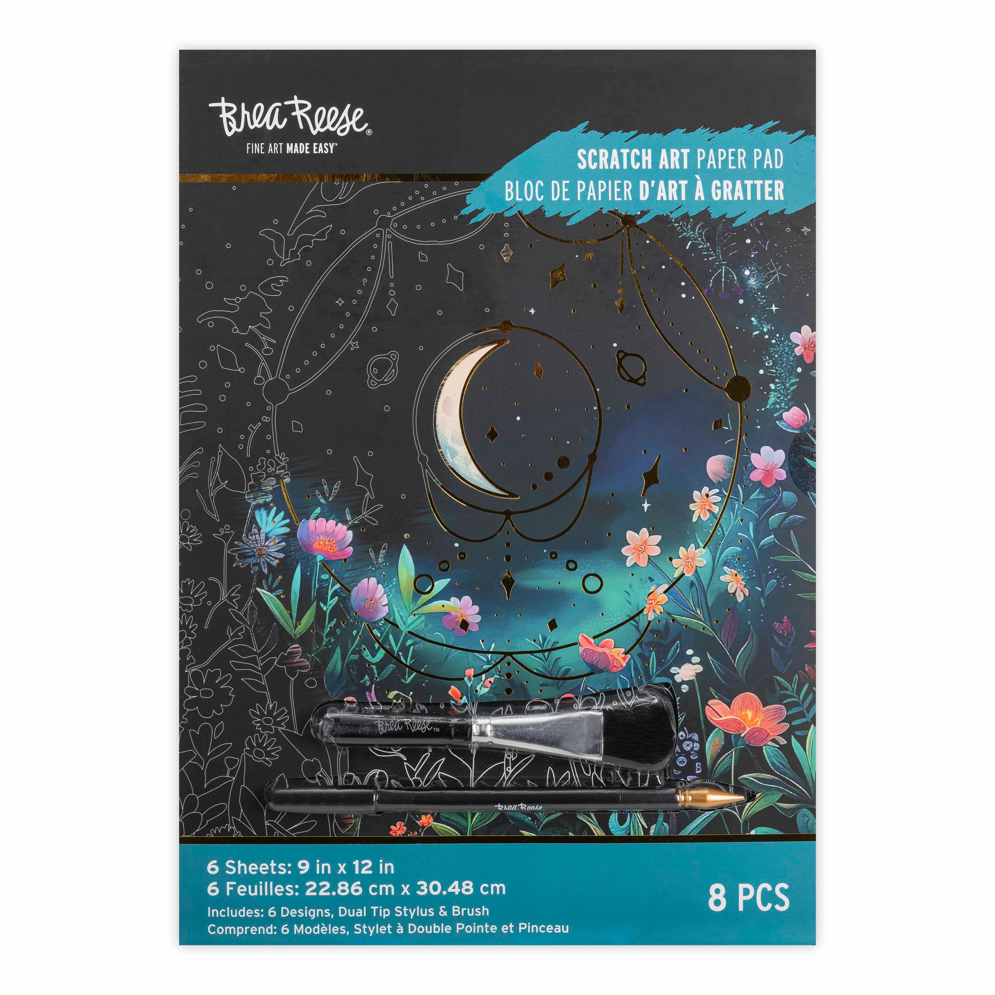 Brea Reese&#x2122; 9&#x22; x 12&#x22; Moonlit Garden Scratch Art Paper Pad
