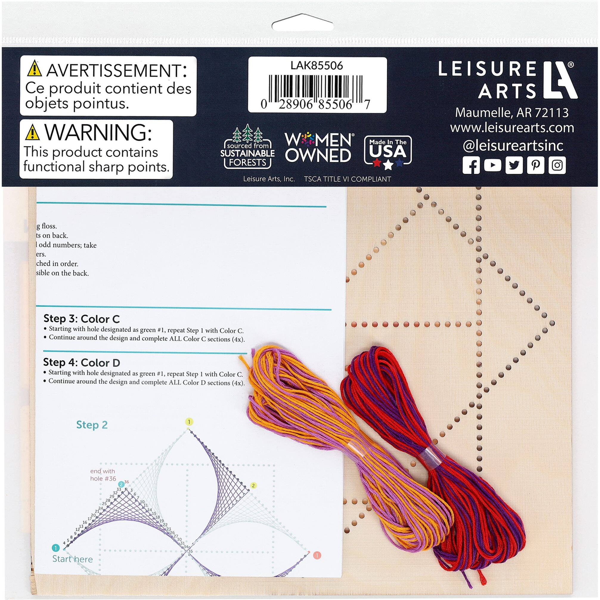 Leisure Arts® Intermediate Square Lotus Wood Stitched String Art Panel Kit