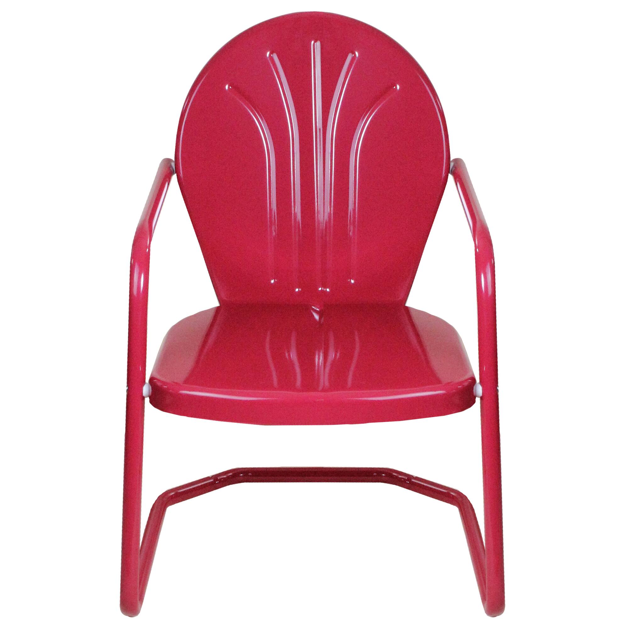 34" Raspberry Pink Retro Style Outdoor Metal Tulip Chair