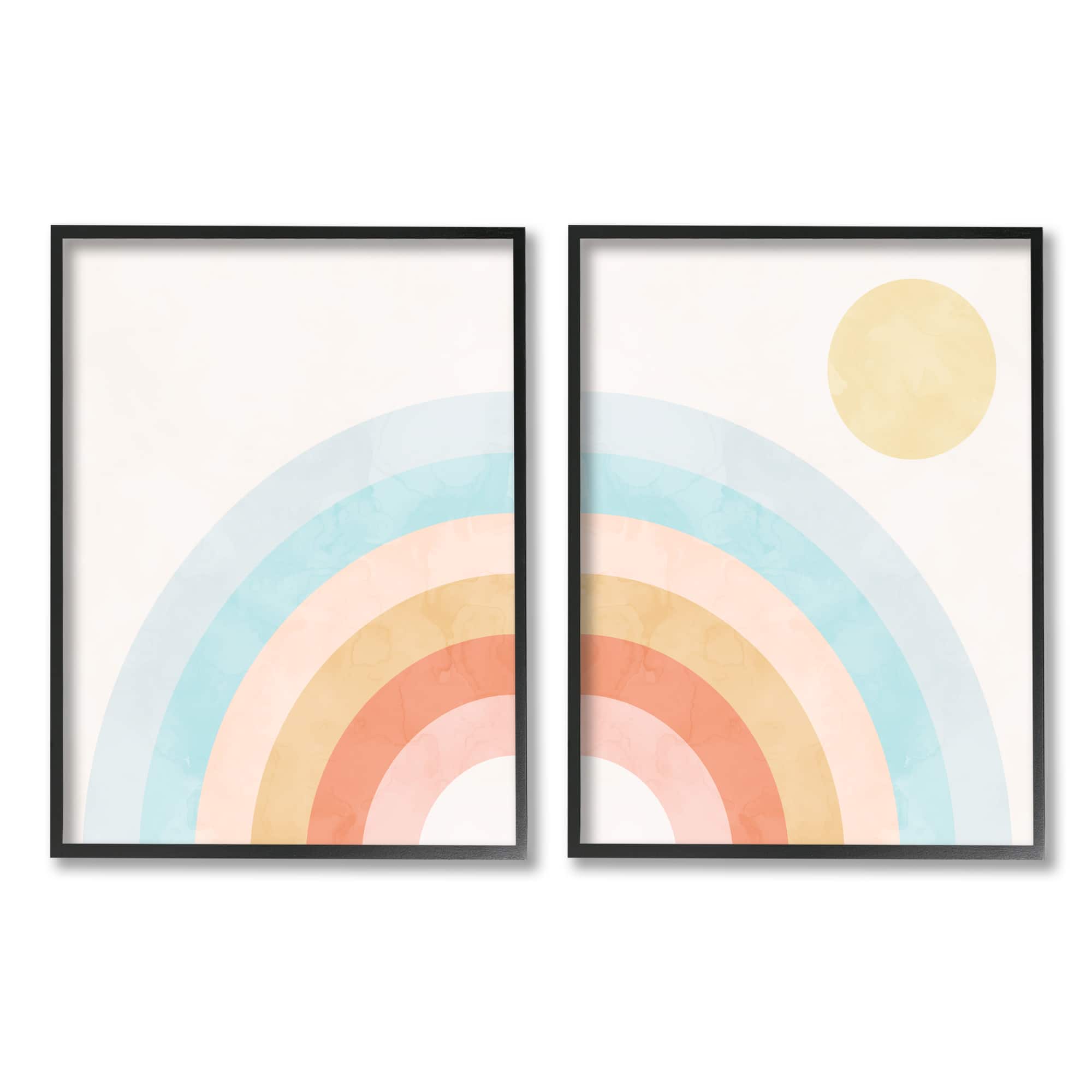 Stupell Industries Bold Summer Sun Rainbow Soft Pastel Tones Kids Framed Wall Art