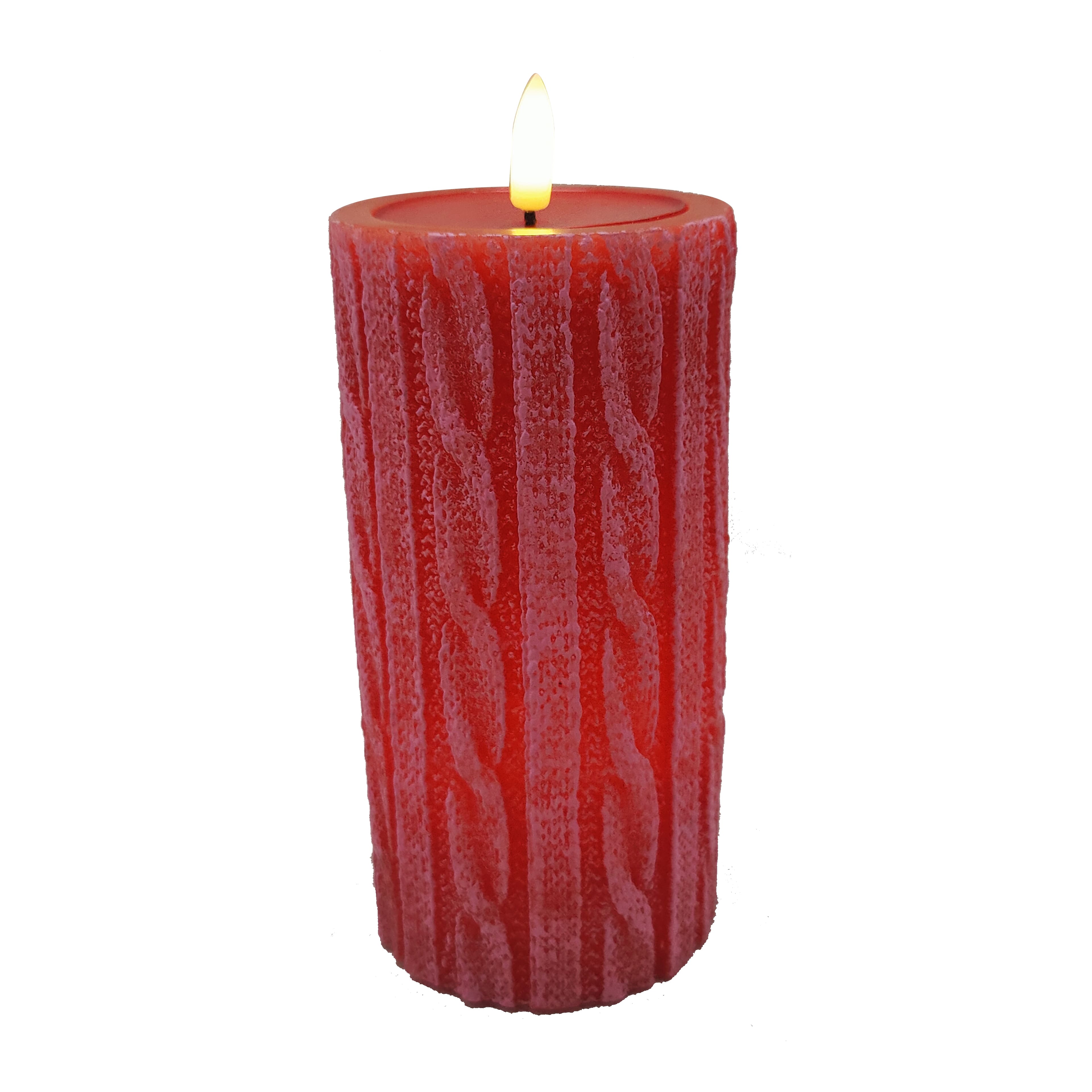 3&#x22; x 6&#x22; Red Knit LED Wax Pillar Candle by Ashland&#xAE;