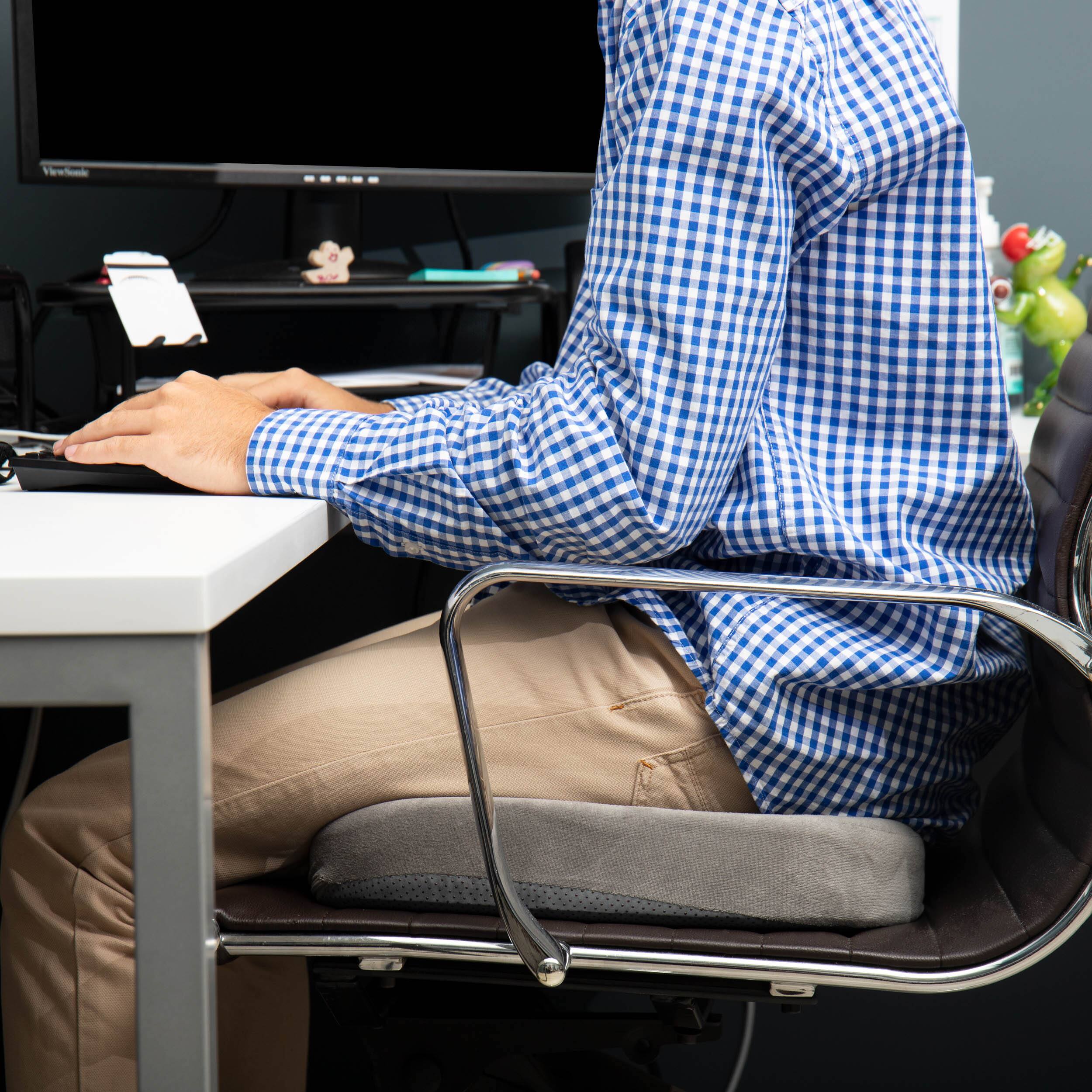 Mind Reader 18" Gray Back Relief Memory Foam Seat Cushion