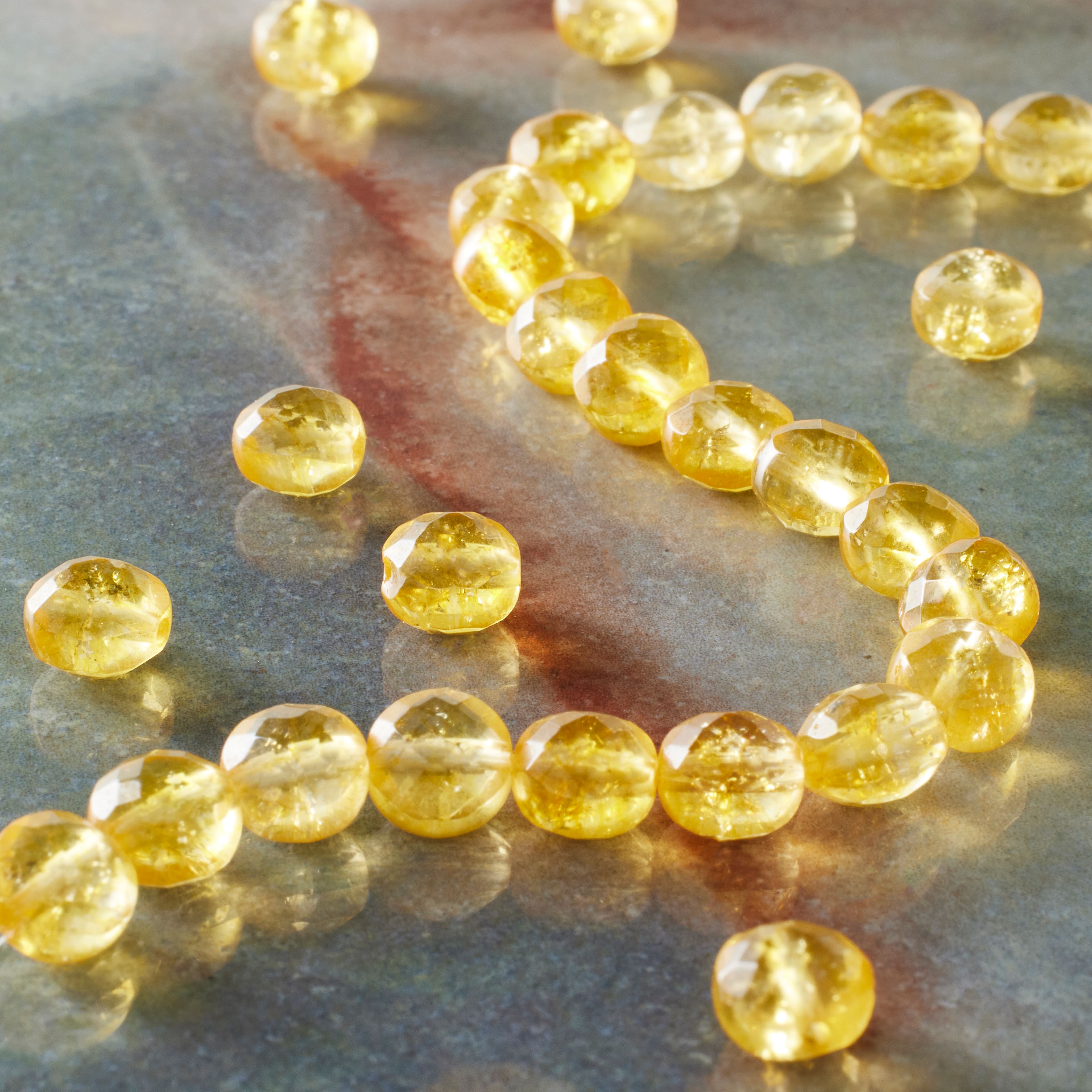 12 Pack: Yellow Faceted Citrine Coin Beads by Bead Landing&#x2122;