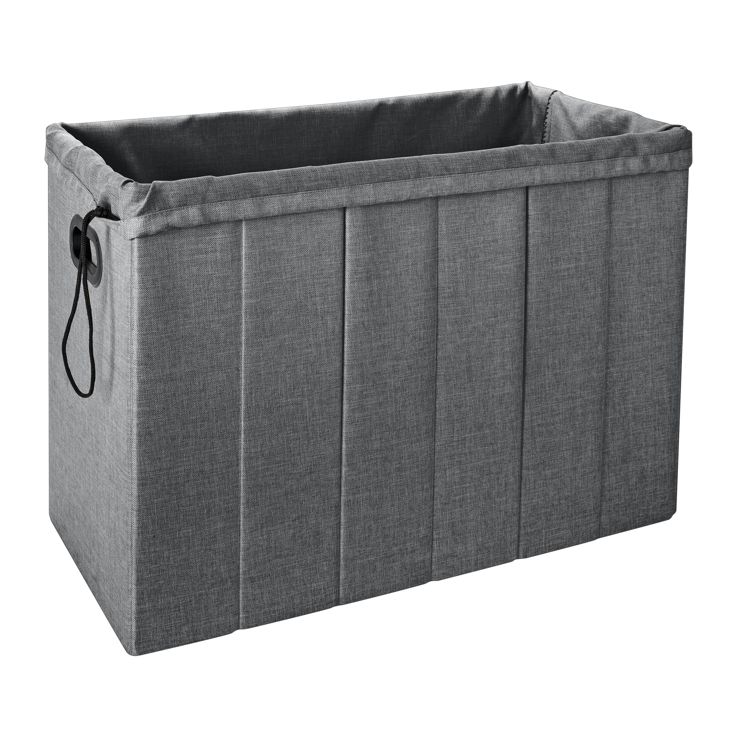 Simplify Gray Collapsible Flip Top Hamper Ottoman