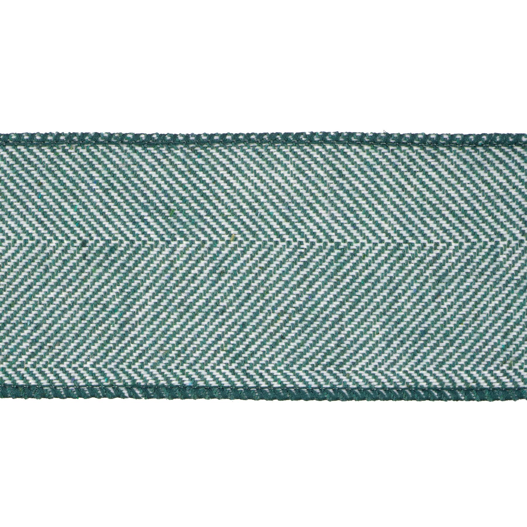 2.5&#x22; x 15ft. Green &#x26; White Herringbone Wired Ribbon by Celebrate It&#xAE;