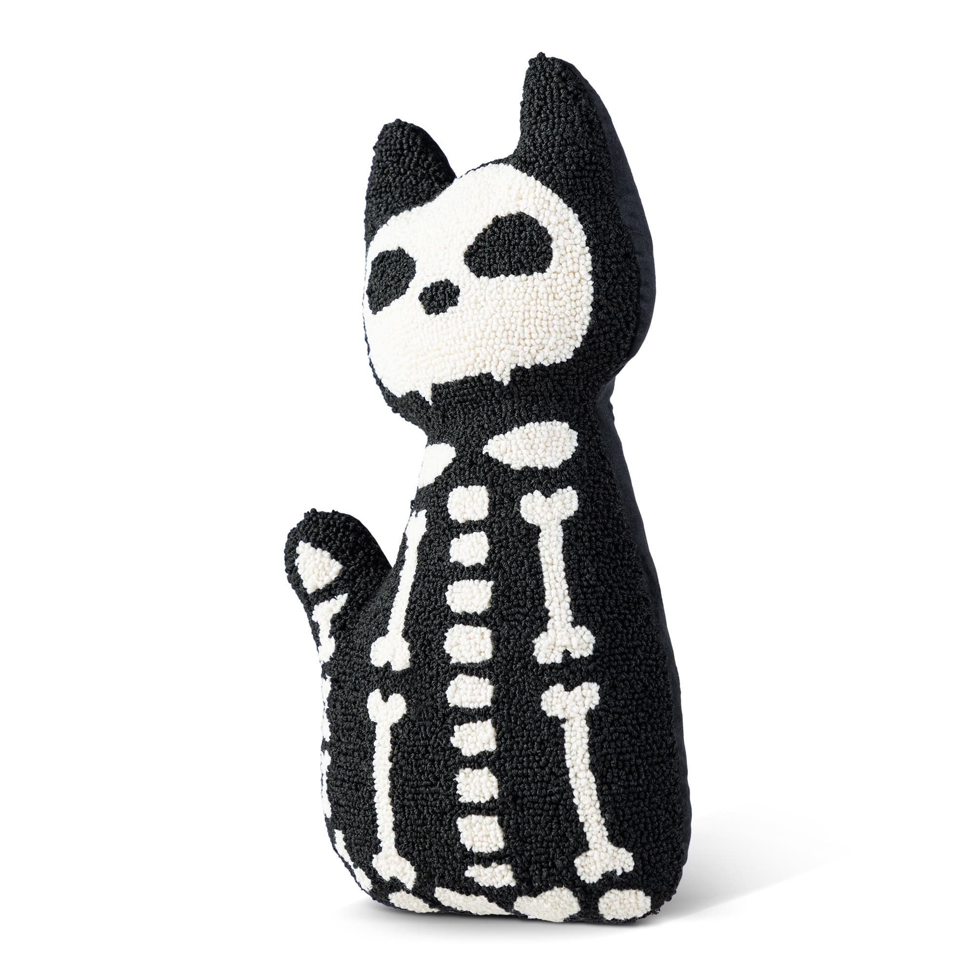 Glitzhome® 18"H Halloween Hooked Skeleton Cat Shaped Pillow