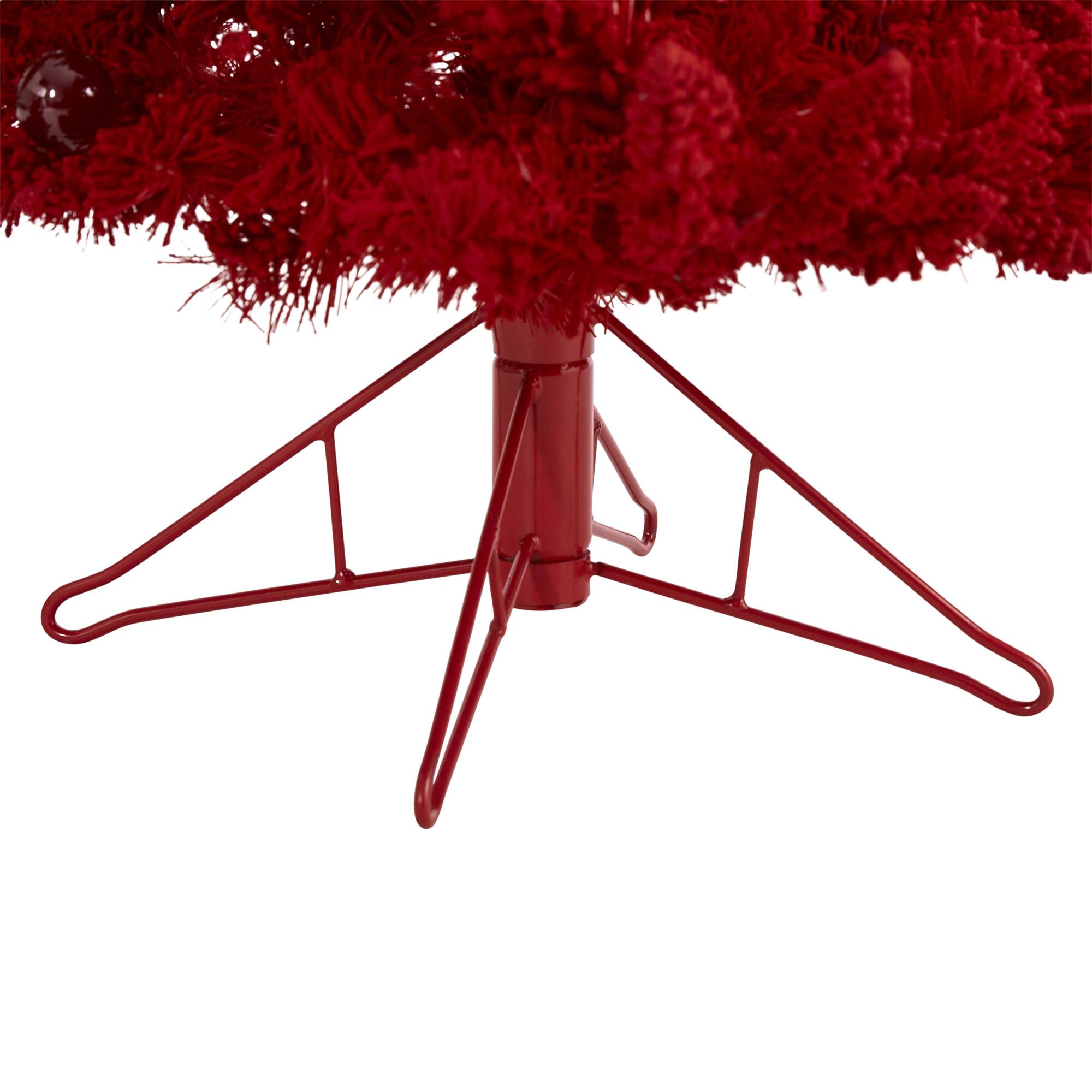 4ft. Pre-Lit Red Flocked Fraser Fir Artificial Christmas Tree with Red Lights