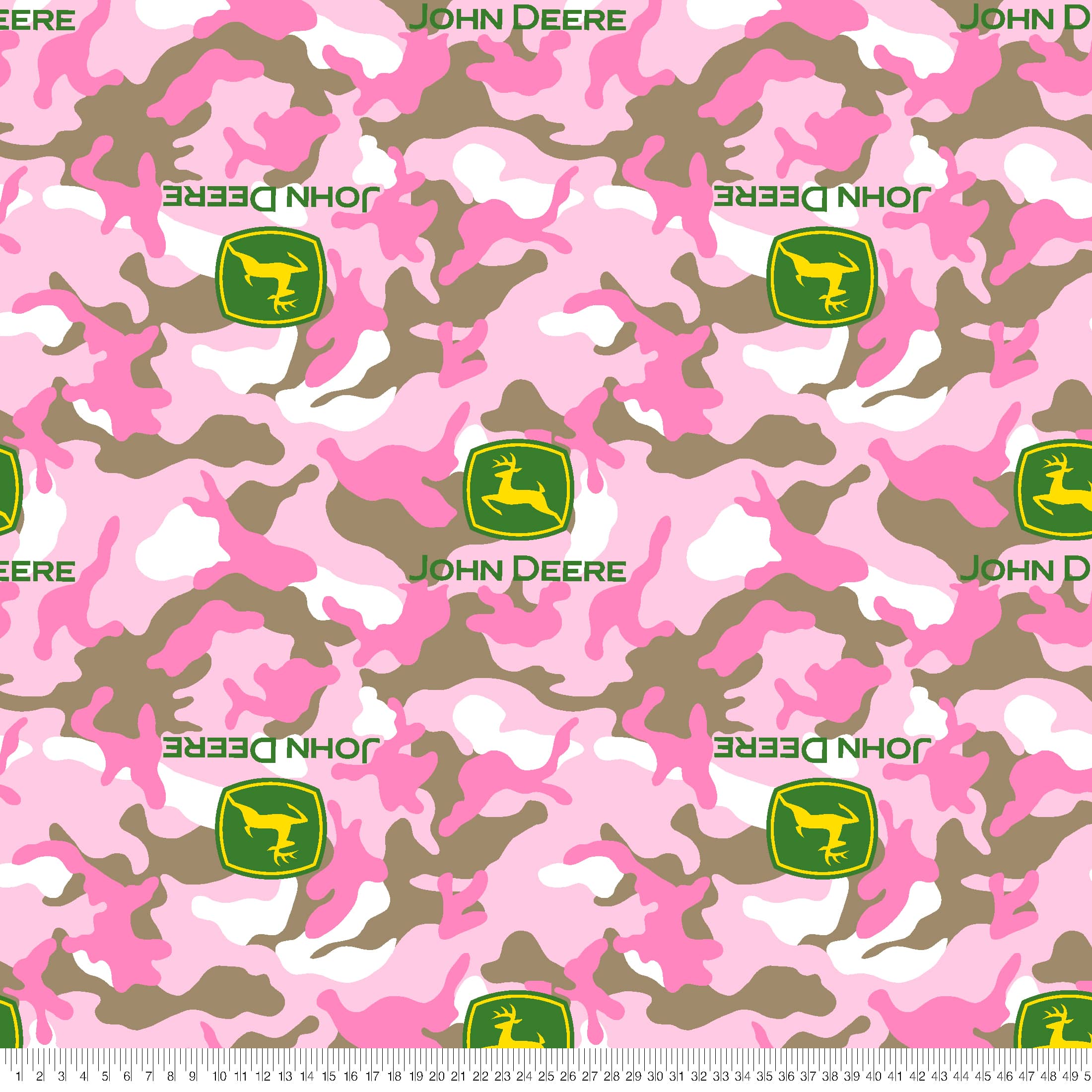 Springs Creative John Deere Logo on Pink Camo Fleece