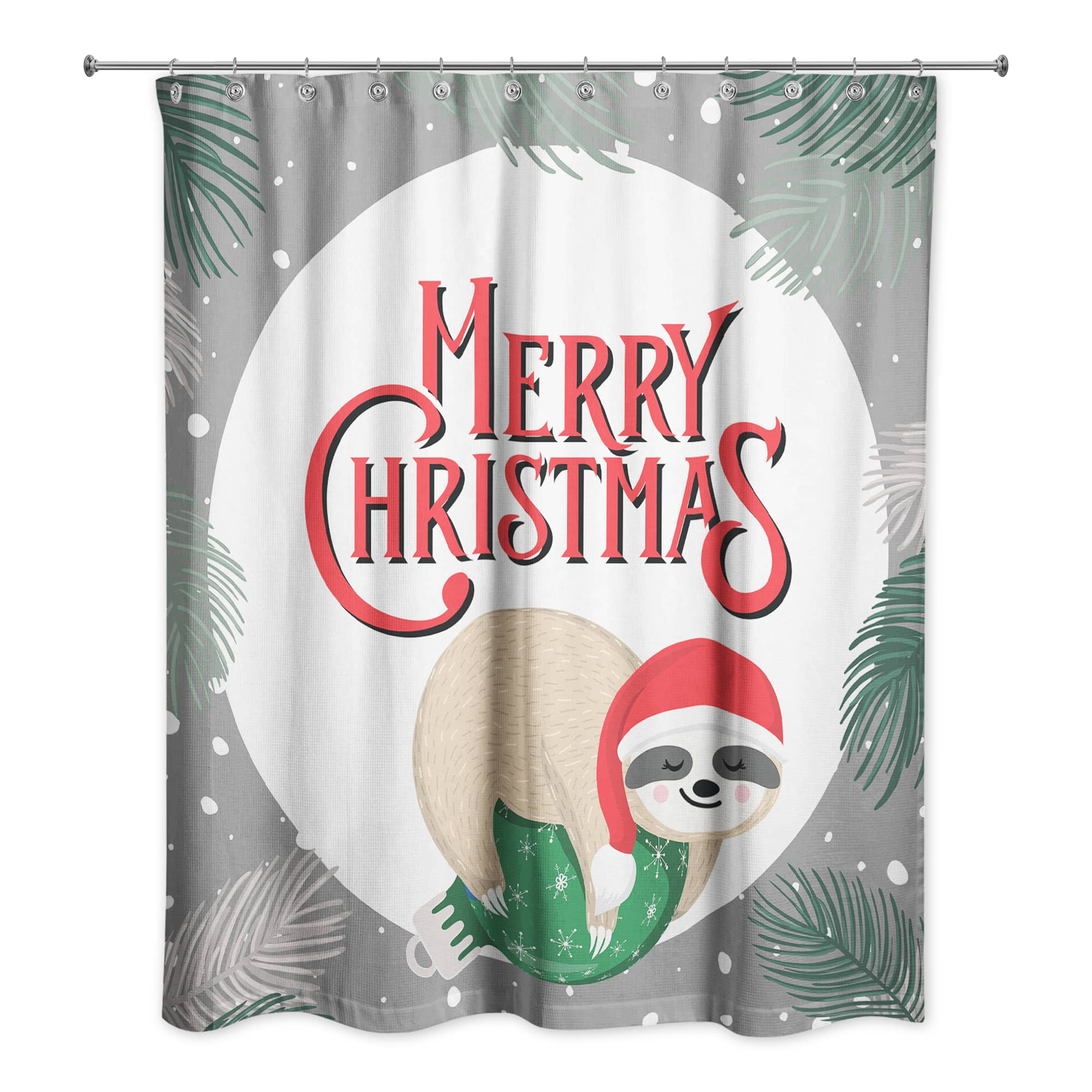 Merry Christmas Sleepy Sloth Shower Curtain