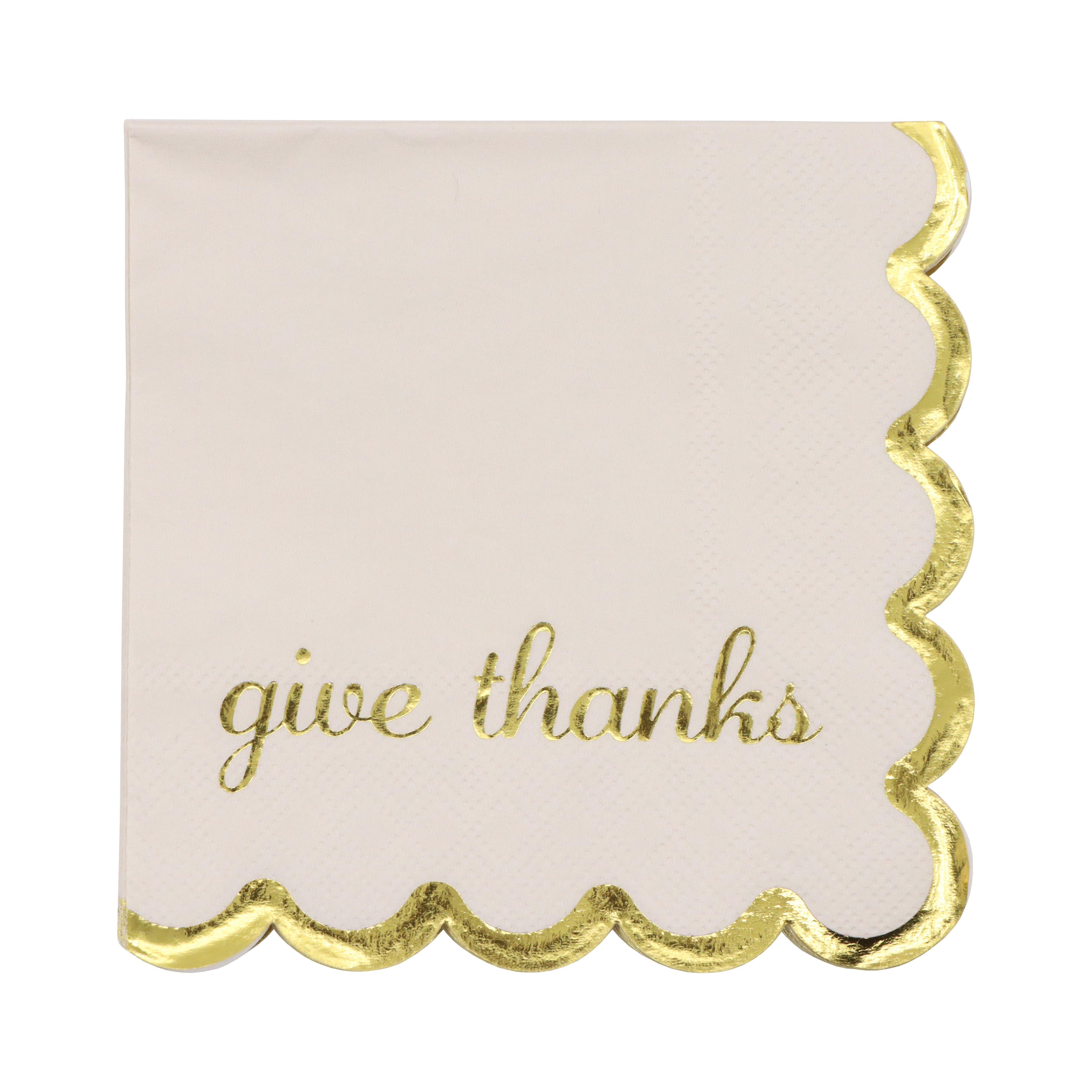 Gold Give Thanks Beverage Napkins, 20ct. by Celebrate It&#x2122;