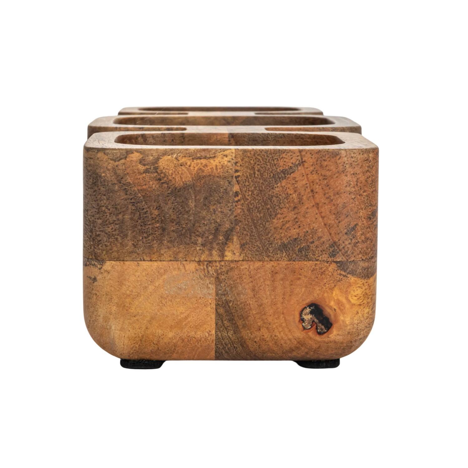 Hello Honey® Natural 3-Section Mango Wood Dish