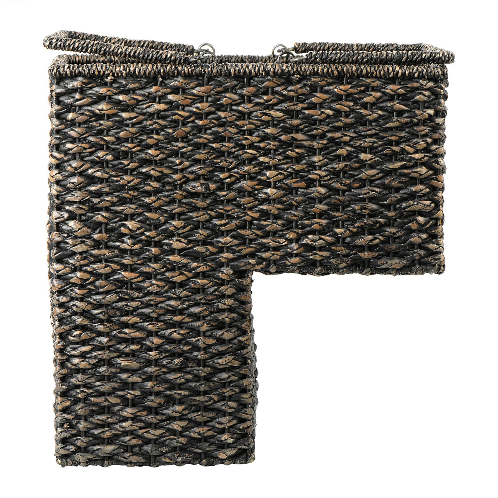 Hello Honey® 16" Bangkuan & Rattan Black Stair Basket with Handle