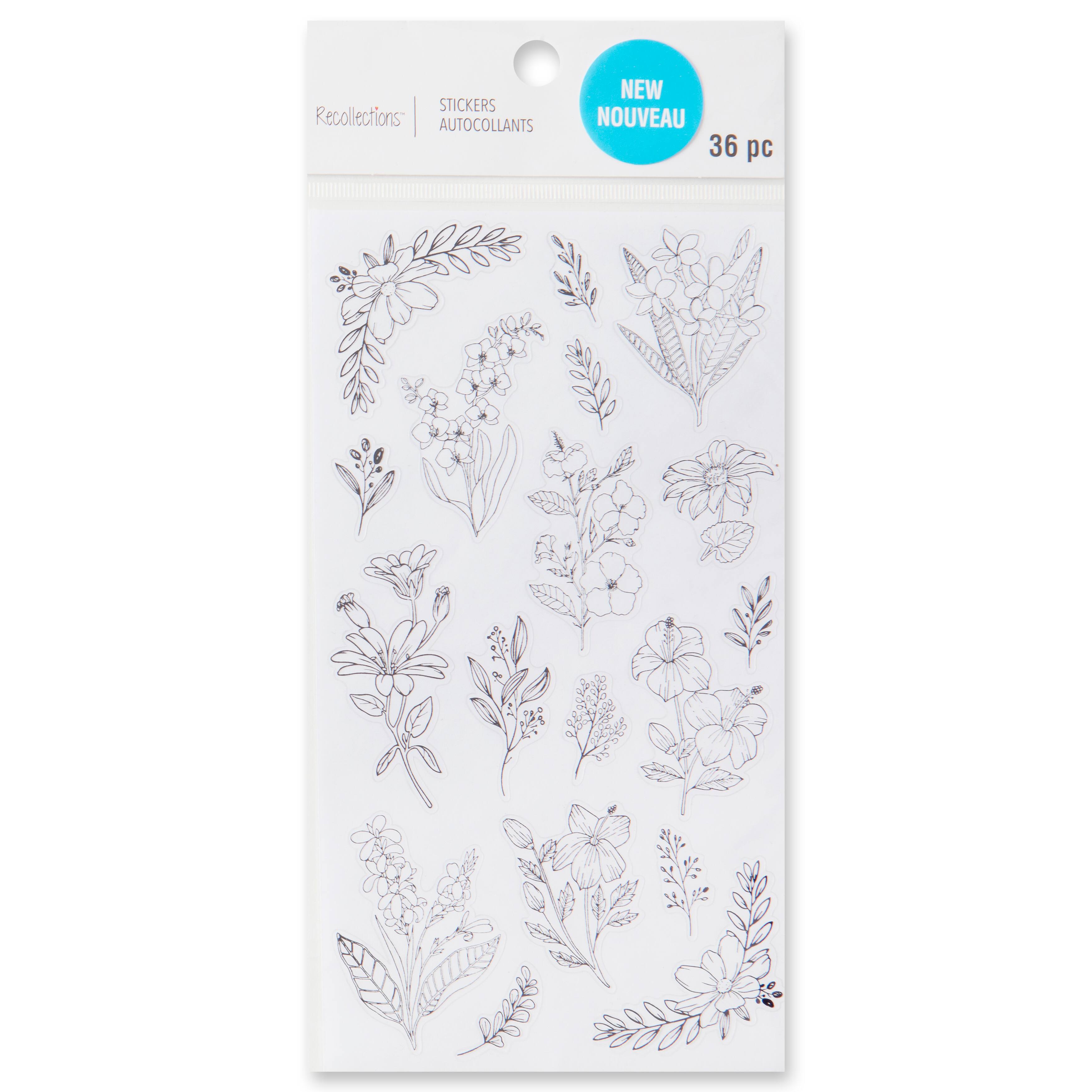 12 Pack: Black Flower Stickers by Recollections&#x2122;