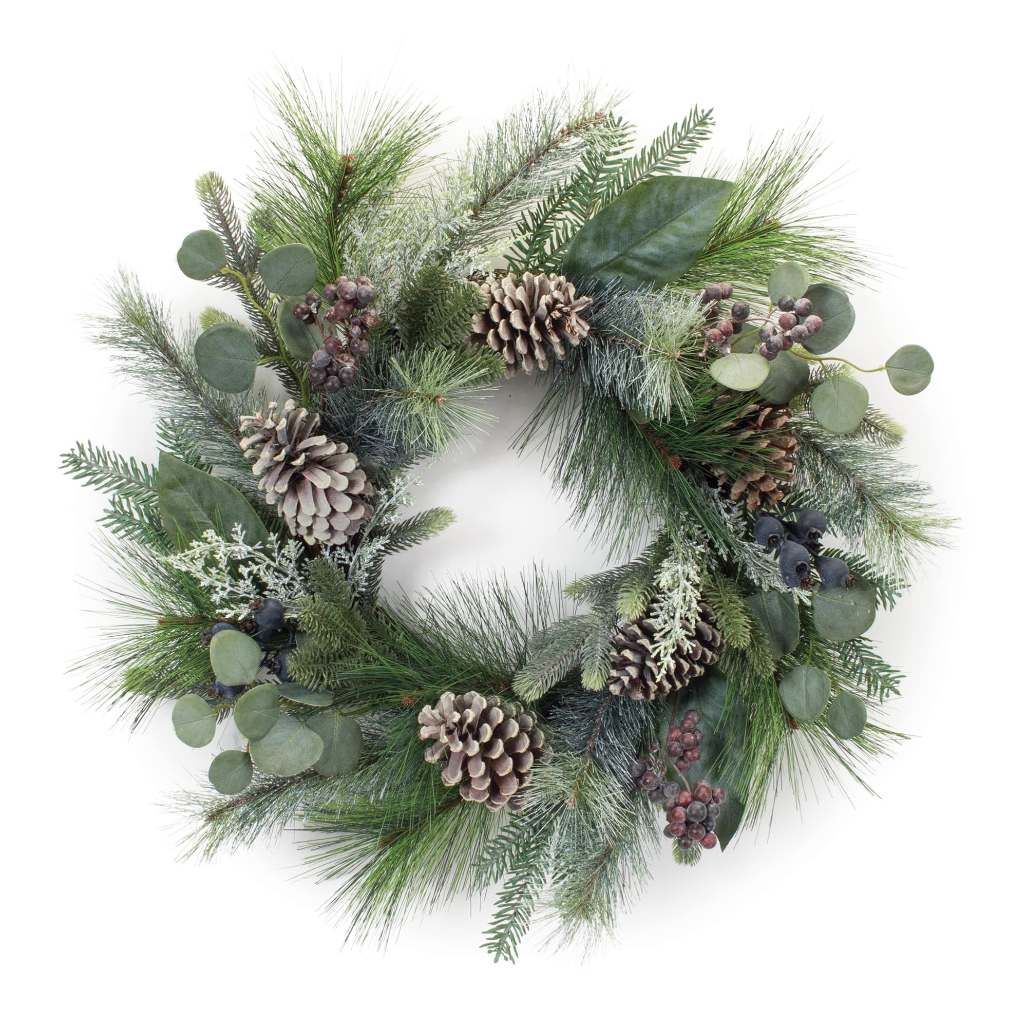 24&#x22; Mixed Pine Eucalyptus Berry Wreath