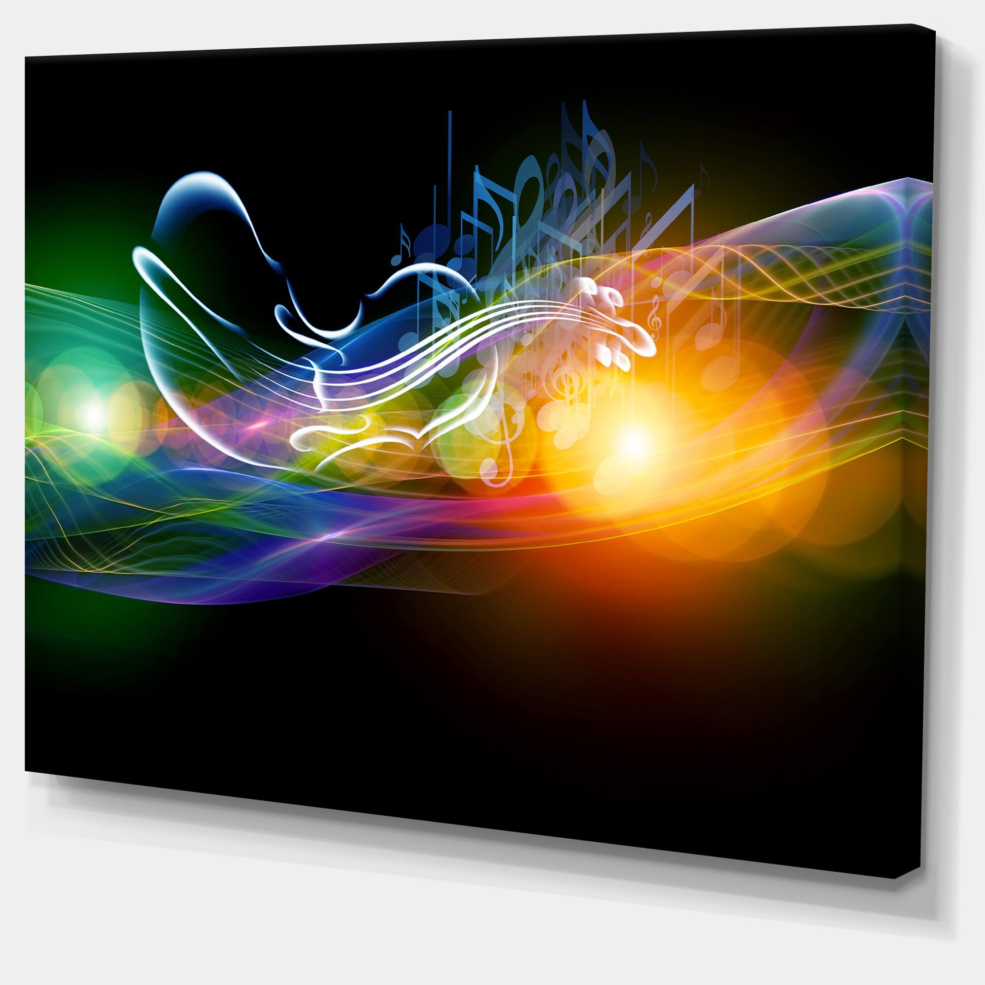 Designart - Waves of Music Fractal Design - Abstract Canvas Wall Art Print