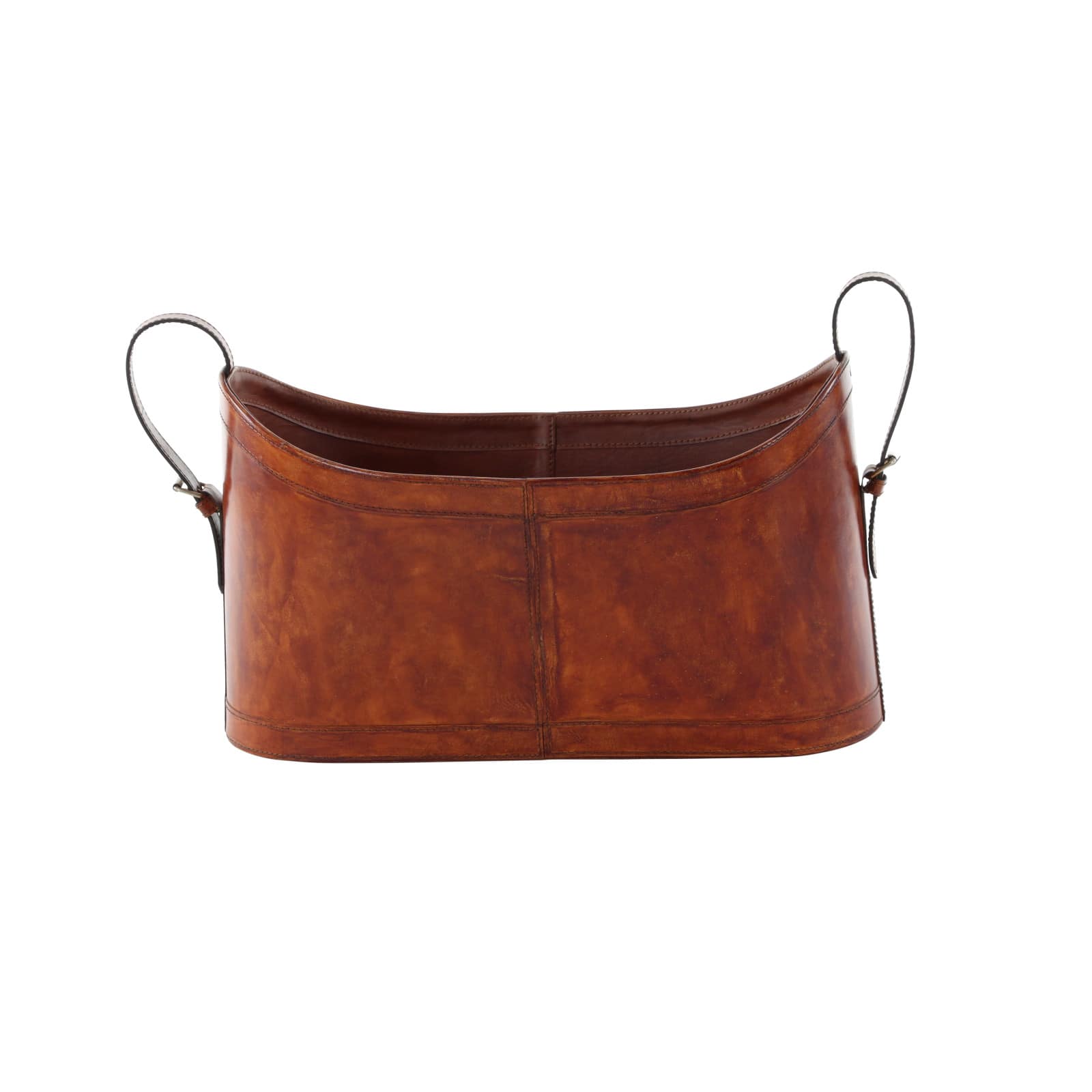 21" Brown Leather Rustic Magazine Holder