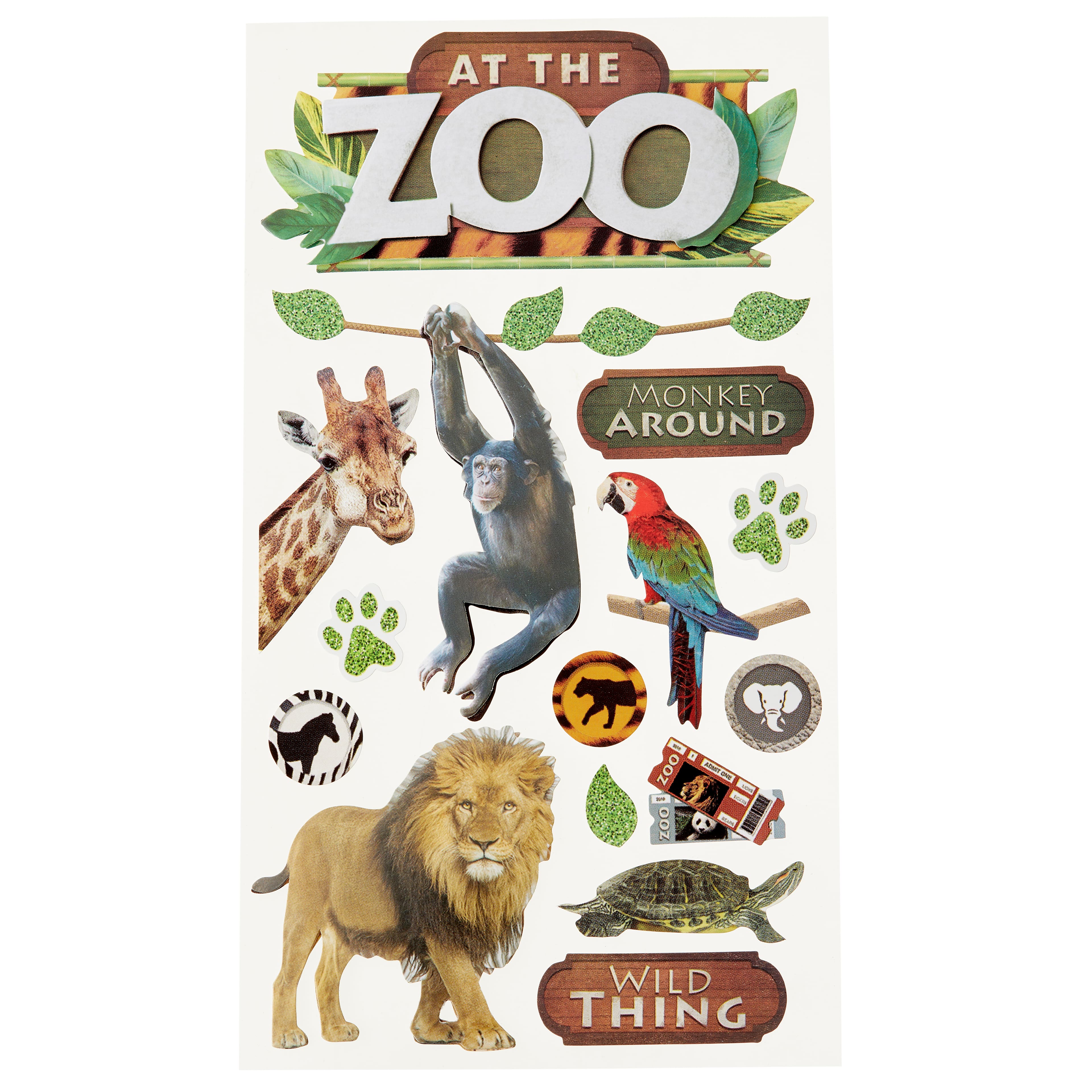 12 Pack: At the Zoo Dimensional Stickers by Recollections™
