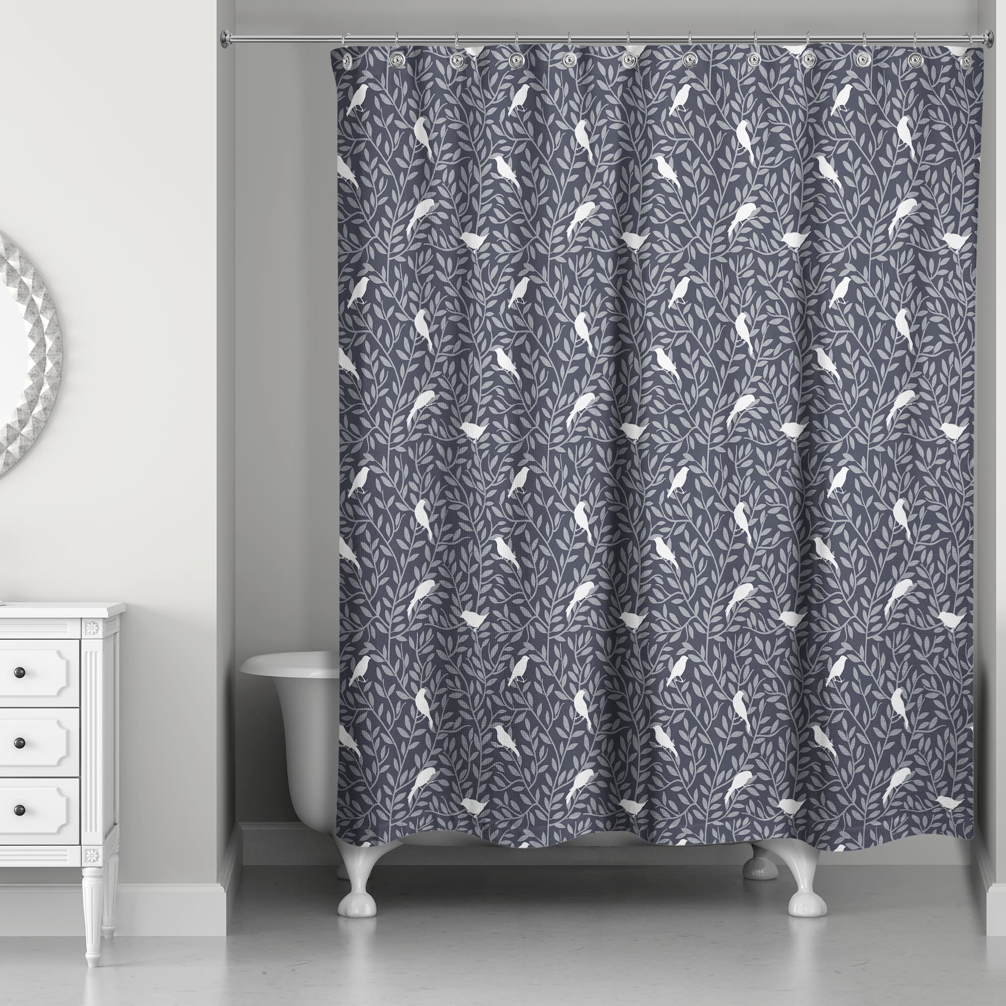 Birds on Leaves Shower Curtain