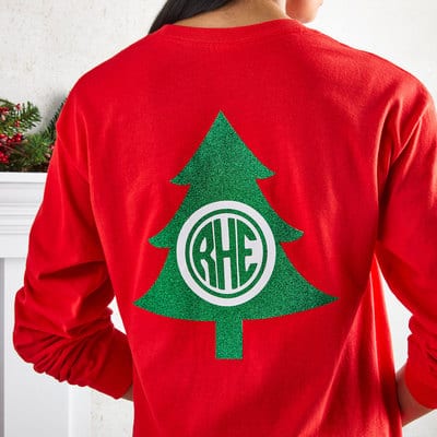Monogram Christmas Tree Long Sleeve T-Shirt