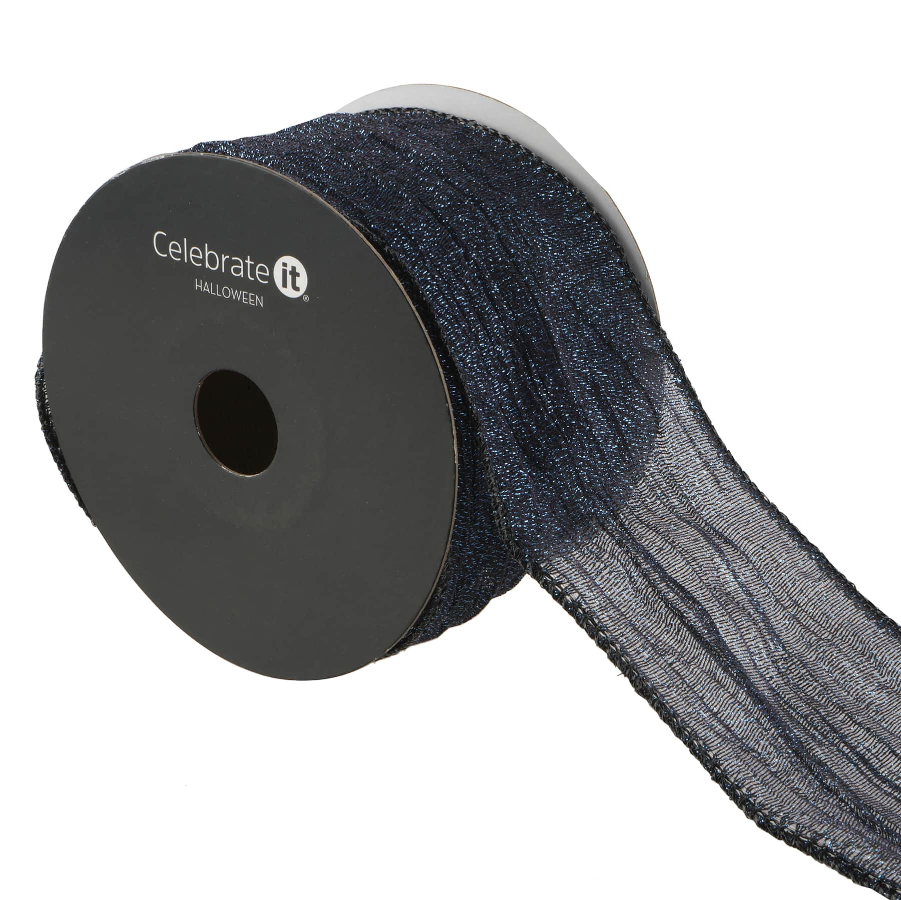 2.5&#x22; x 20ft. Black Metallic Wired Ribbon by Celebrate It&#xAE; Halloween