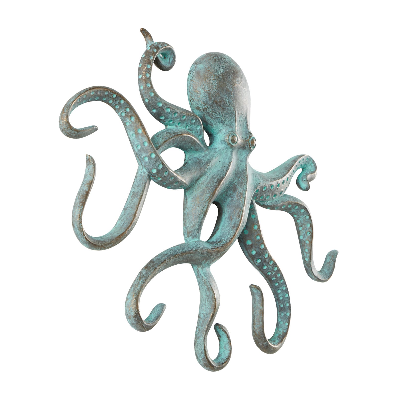 16" Blue Octopus Patina Sculpture