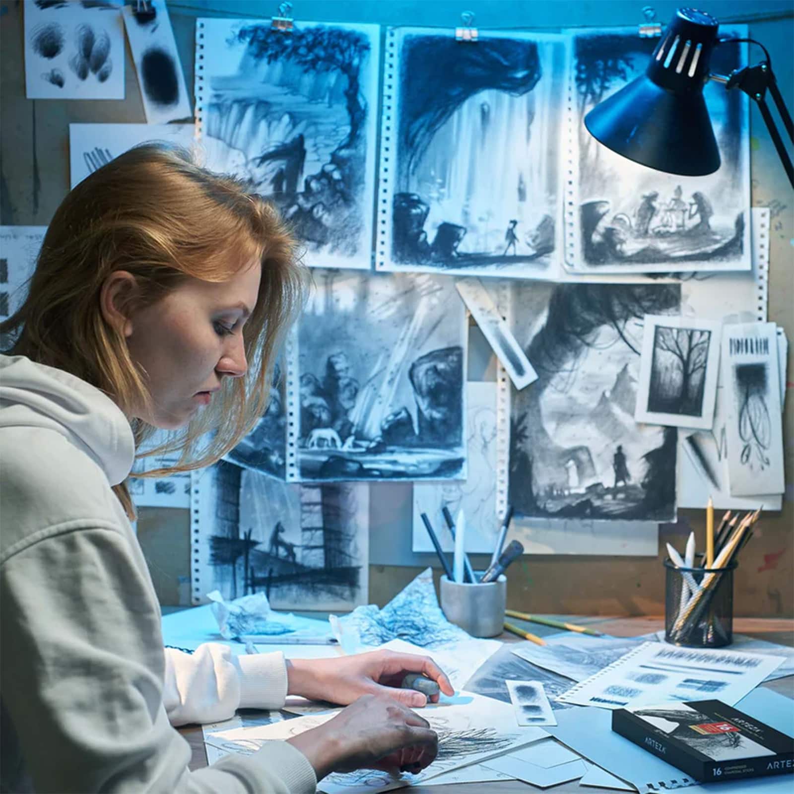 Arteza® Medium & Hard Grade Compressed Charcoal Set