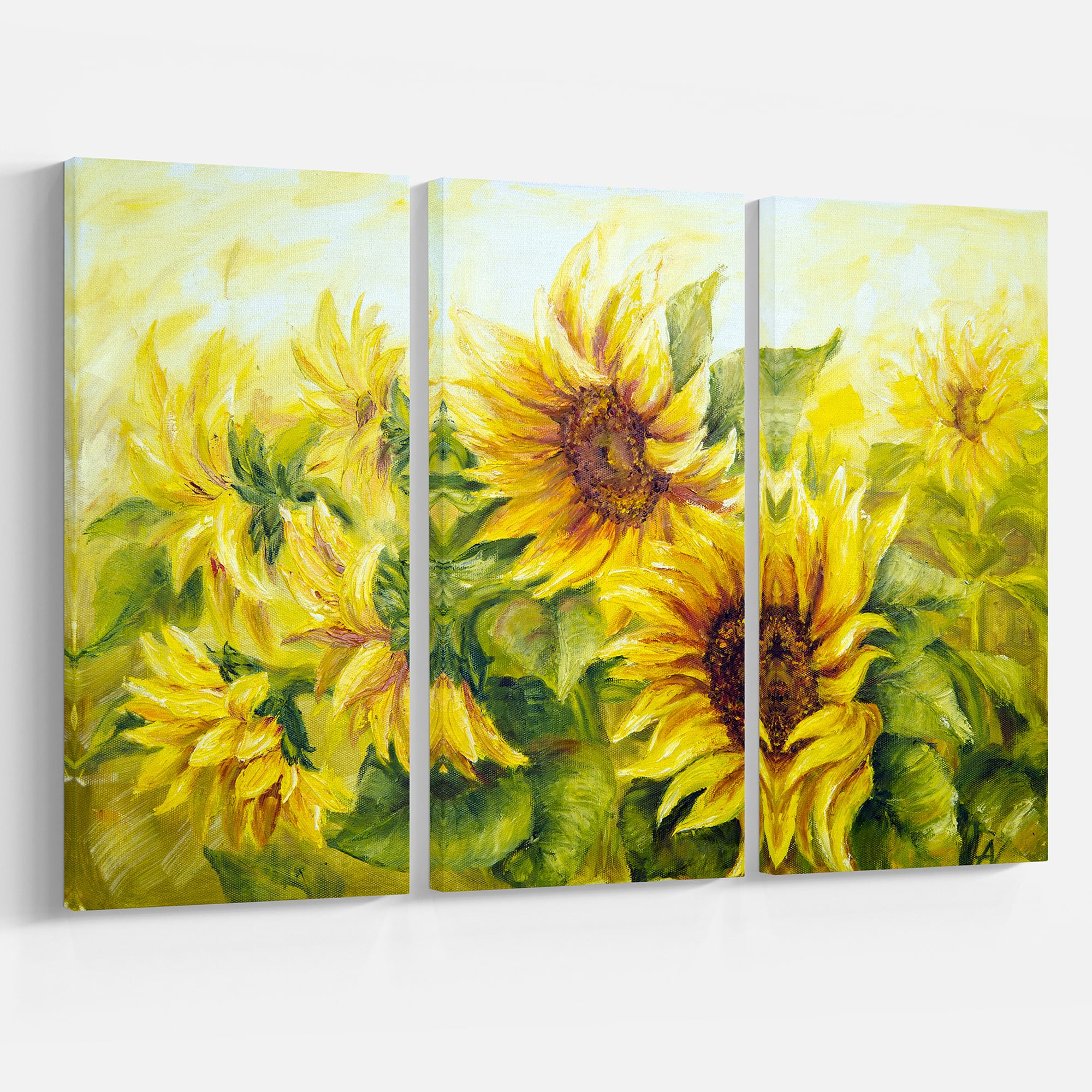 Designart - Bright Yellow Sunny Sunflowers - Floral Painting Canvas