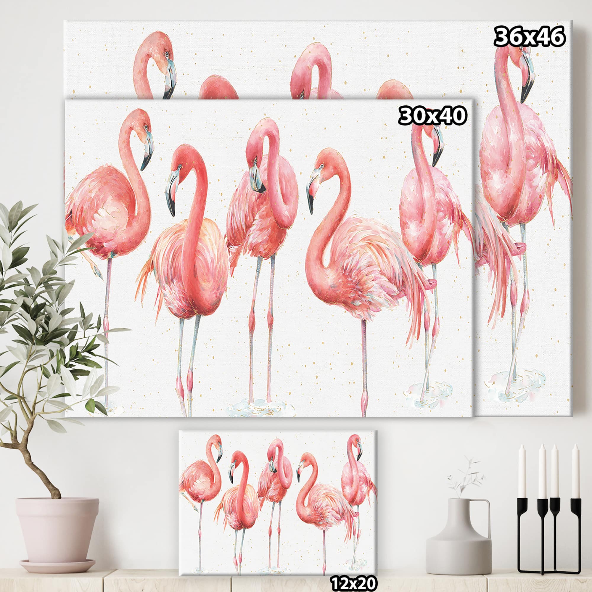 Designart - Gracefully Pink Shabby flamingo - Farmhouse Premium Canvas Wall Art