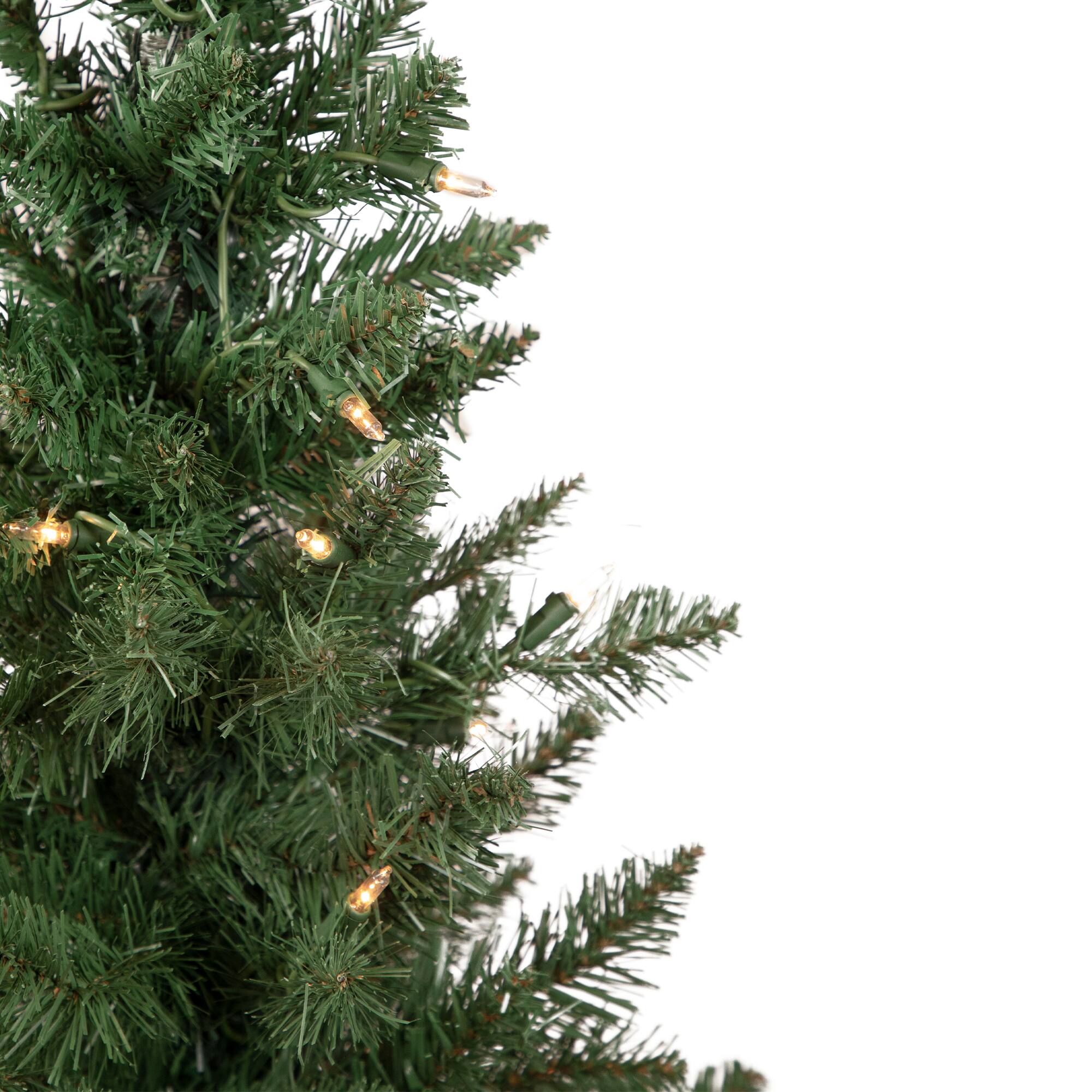 2 Pack 4ft. Pre-Lit Porch Pine Topiary Artificial Potted Christmas Trees, Clear Lights