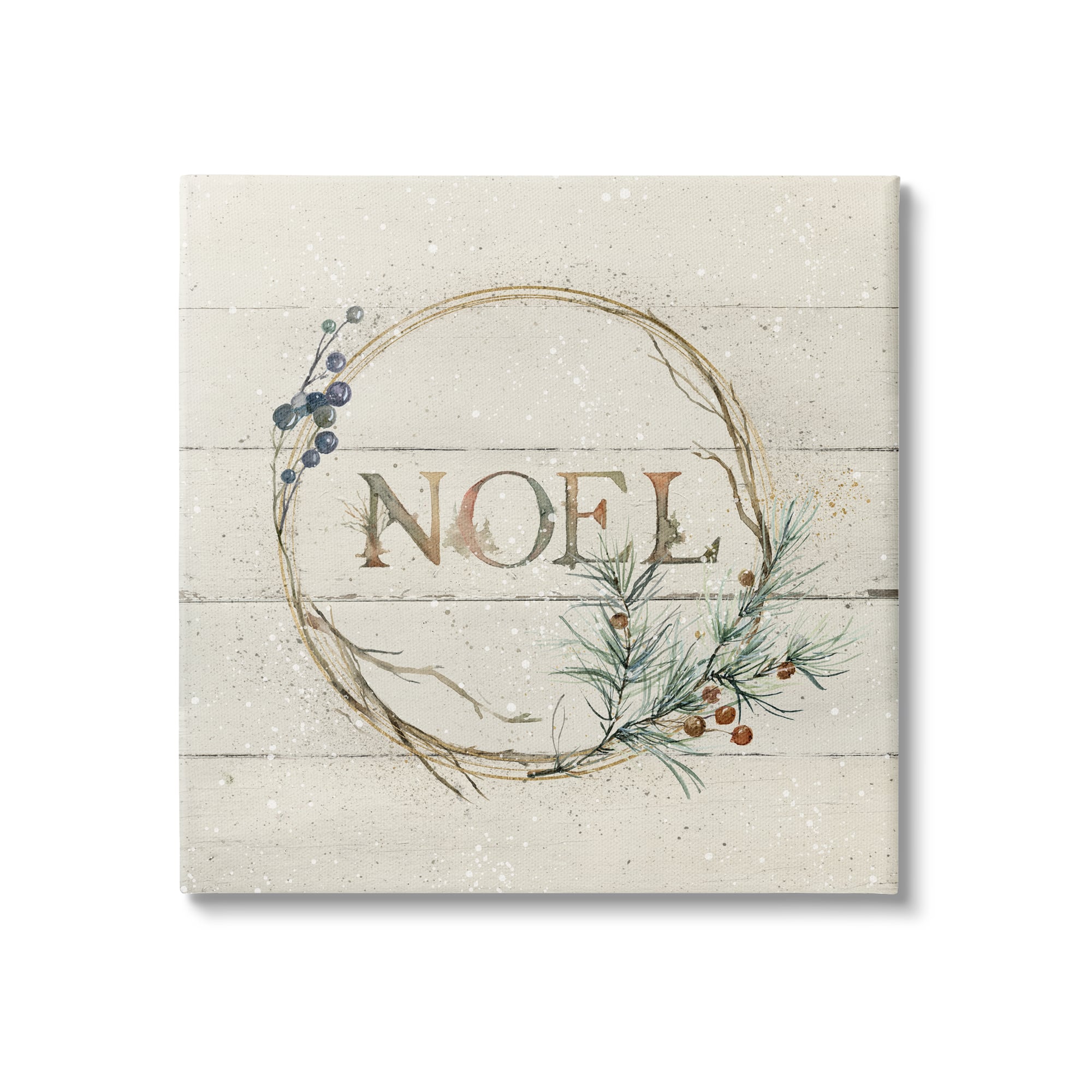 Stupell Industries Noel Holiday Botanical Wreath Canvas Wall Art