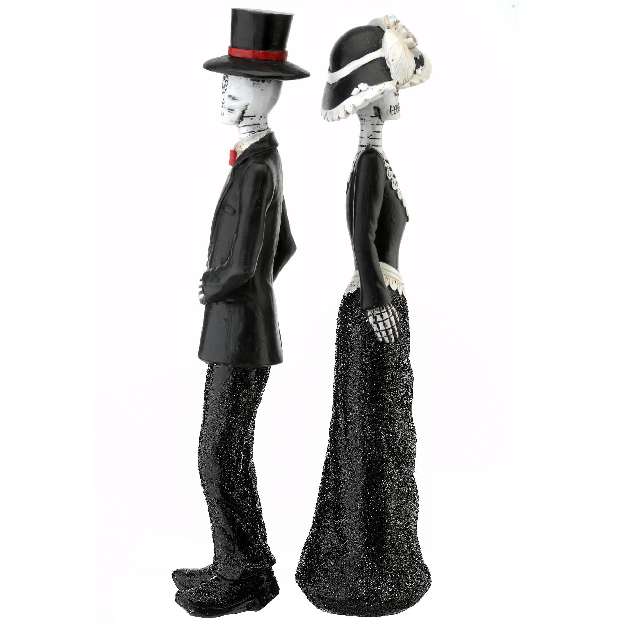 13&#x22; Black Outfitted Skeleton Couple