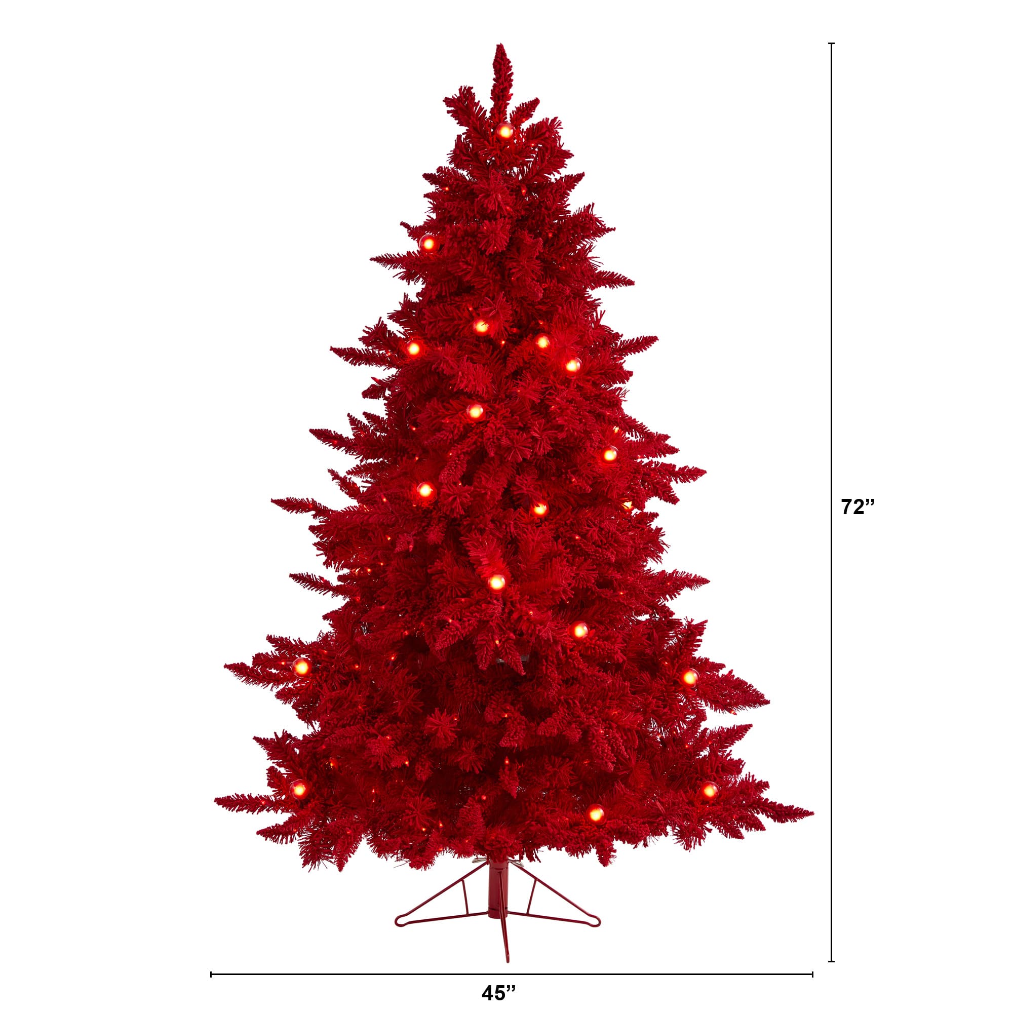 6ft. Pre-Lit Red Fraser Fir Artificial Christmas Tree, Red Lights