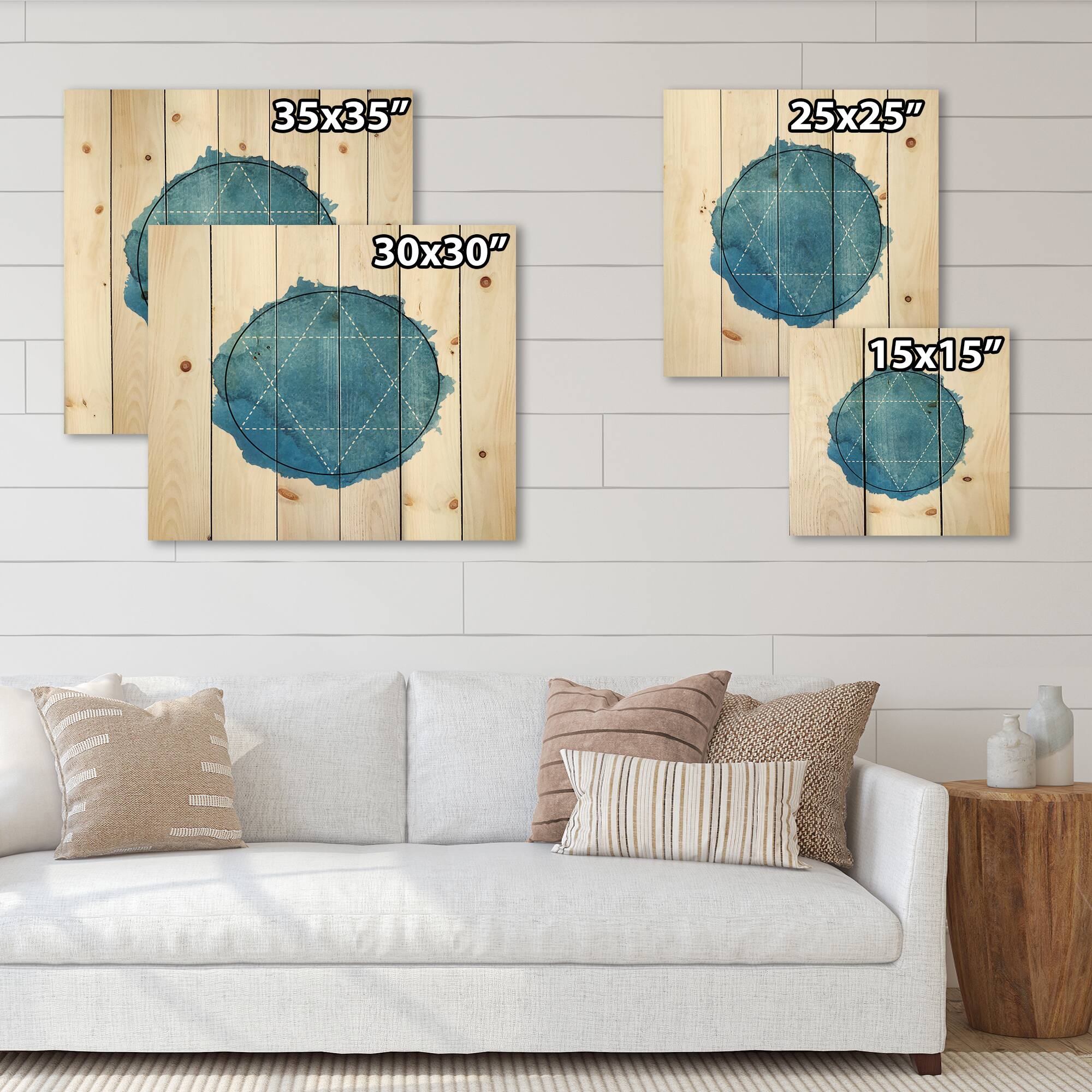 Designart - Symbol of Alchemy and Sacred Geometry III - Bohemian &#x26; Eclectic Print on Natural Pine Wood