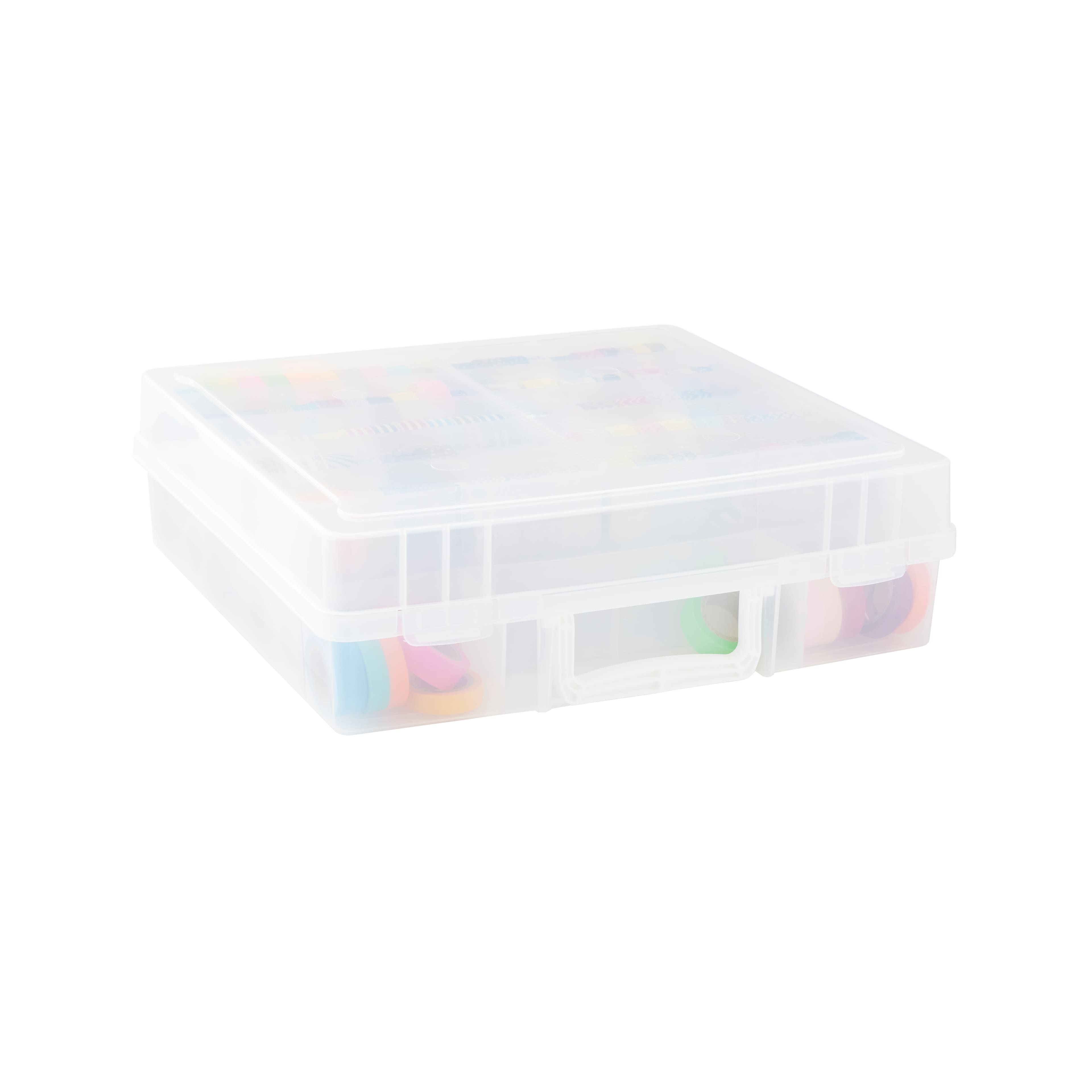 HomDSim Washi Tape Box Organizer Storage,Divider Closet Container,With 30 Adjustable Compartments,Clear,Masking Tape Desktop Tape DIY Sticker Roll